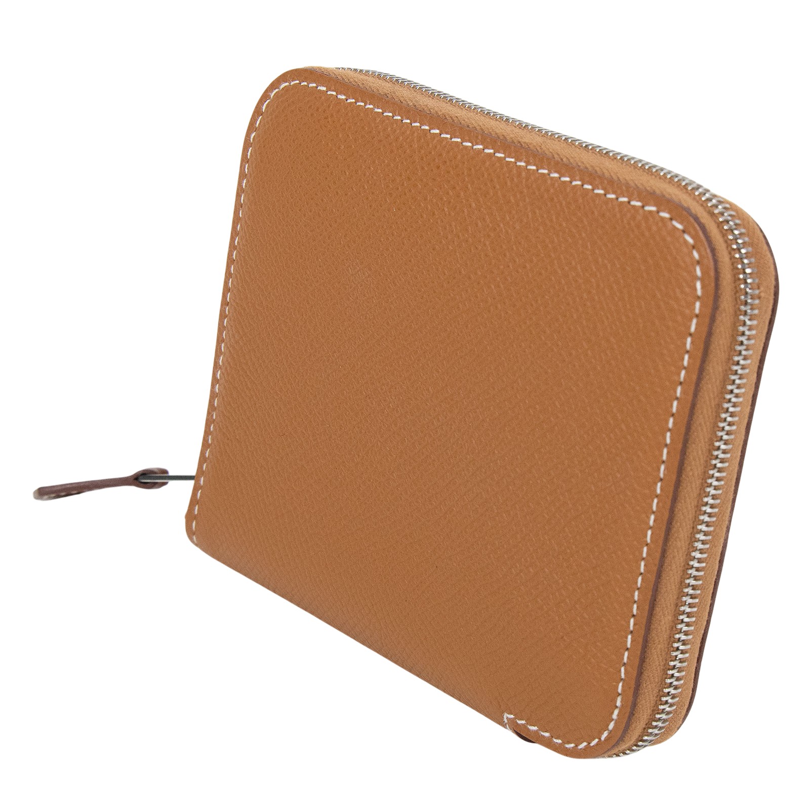 愛馬仕 Hermes SilkIn 拉鍊 絲巾 短夾 錢包 SILK B刻 B刻 金棕絲巾短夾　日曬變色 原廠盒子