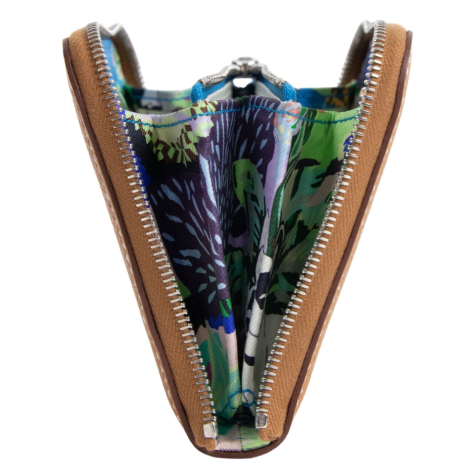 愛馬仕 Hermes SilkIn 拉鍊 絲巾 短夾 錢包 SILK B刻 B刻 金棕絲巾短夾　日曬變色 原廠盒子