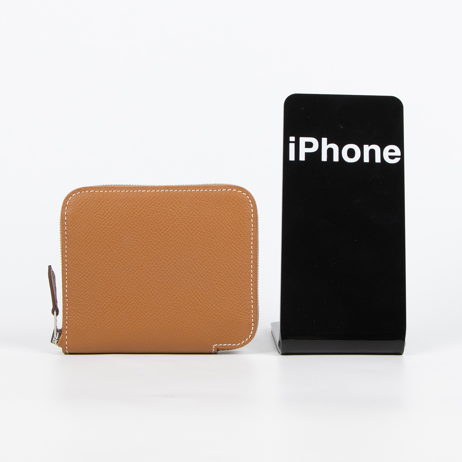 愛馬仕 Hermes SilkIn 拉鍊 絲巾 短夾 錢包 SILK B刻 B刻 金棕絲巾短夾　日曬變色 原廠盒子