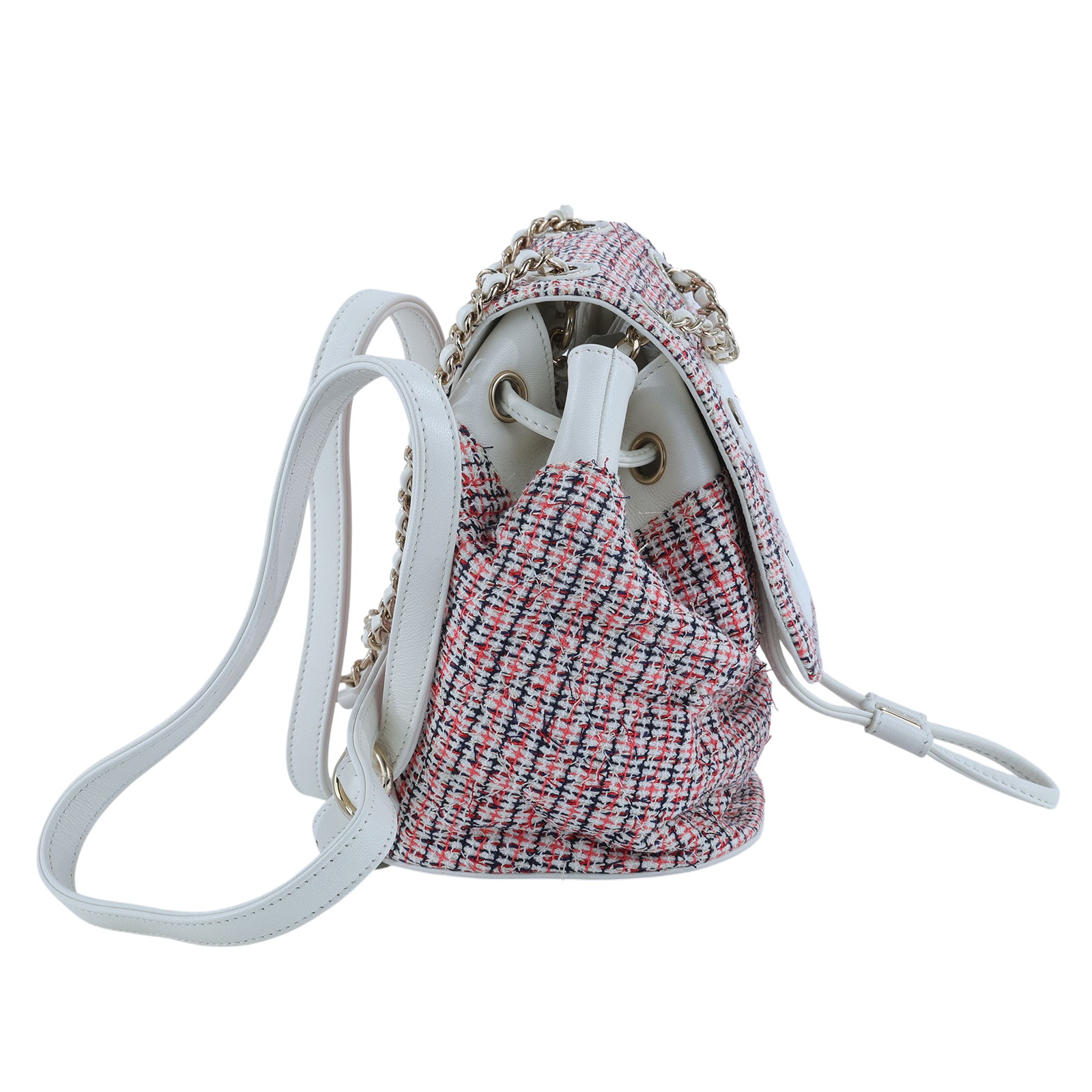 香奈兒 CHANEL 紅白 毛呢 後背包 雙C LOGO 粉色 AS0352 27開紅白毛呢後背包 防塵袋