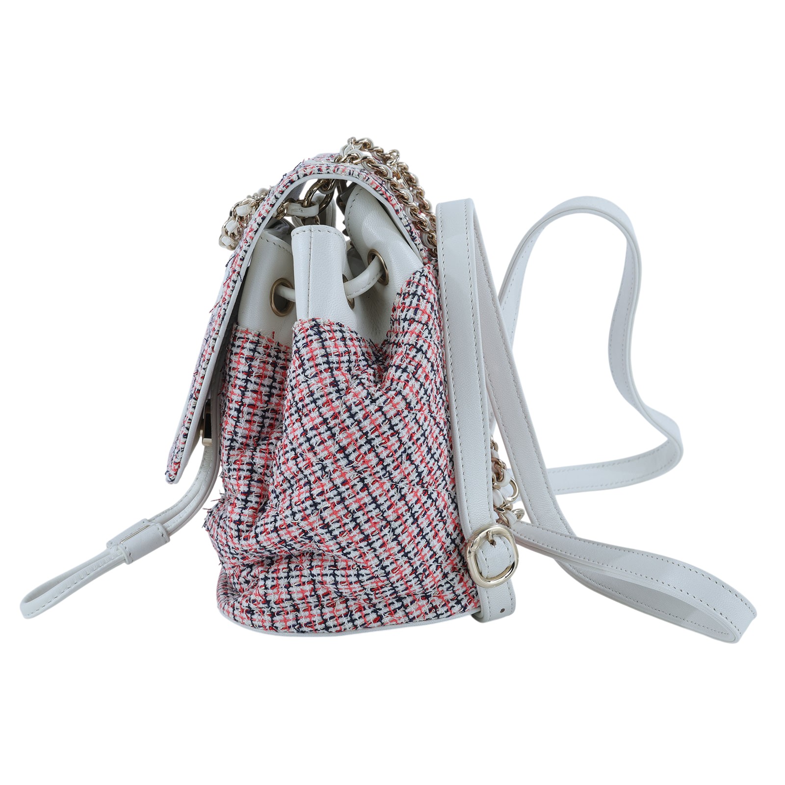 香奈兒 CHANEL 紅白 毛呢 後背包 雙C LOGO 粉色 AS0352 27開紅白毛呢後背包 防塵袋