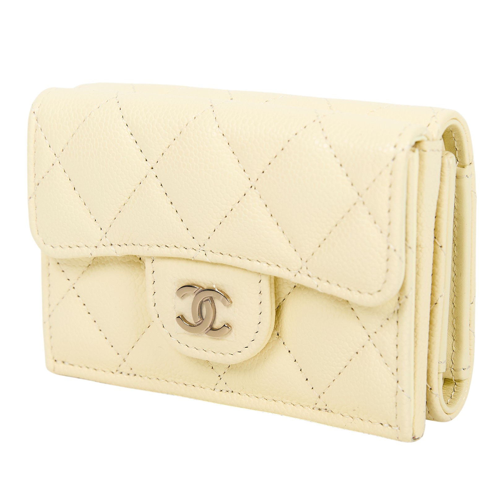 香奈兒 CHANEL 錢包 短夾 AP0230 晶片款 小雞荔枝黃三折短夾 原廠盒子/防塵袋