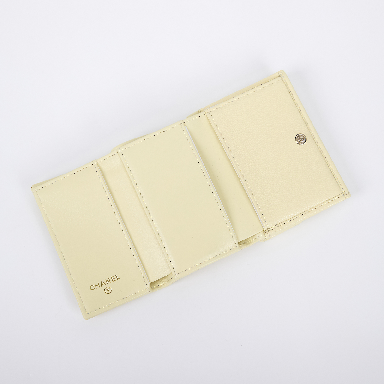 香奈兒 CHANEL 錢包 短夾 AP0230 晶片款 小雞荔枝黃三折短夾 原廠盒子/防塵袋