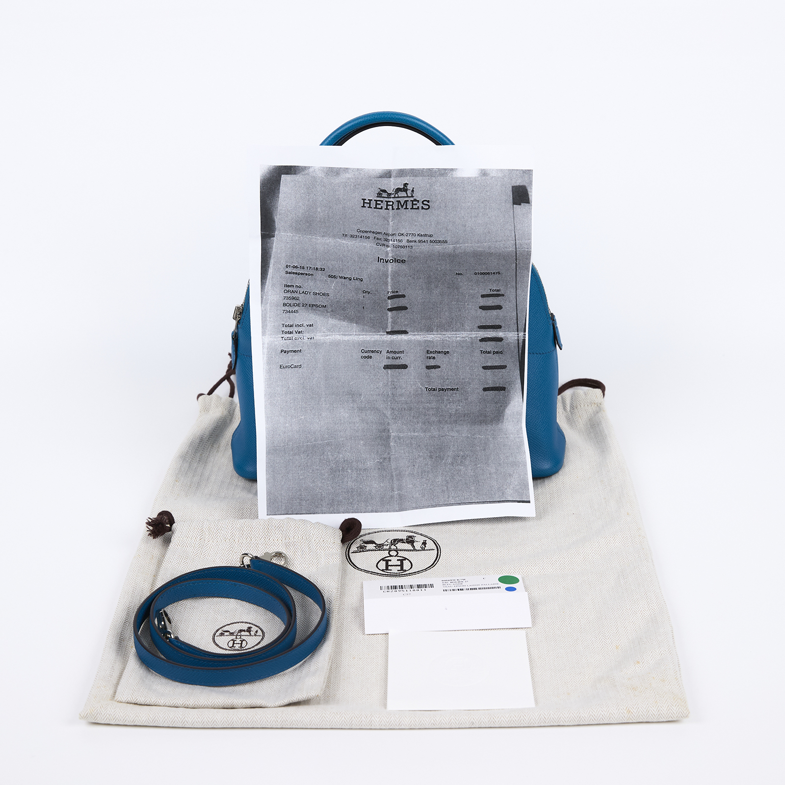 愛馬仕 Hermes Bolide Bag 柏莉包 27 銀色五金 伊玆密爾藍 H041693CK7W □R 防塵袋/購買證明影本