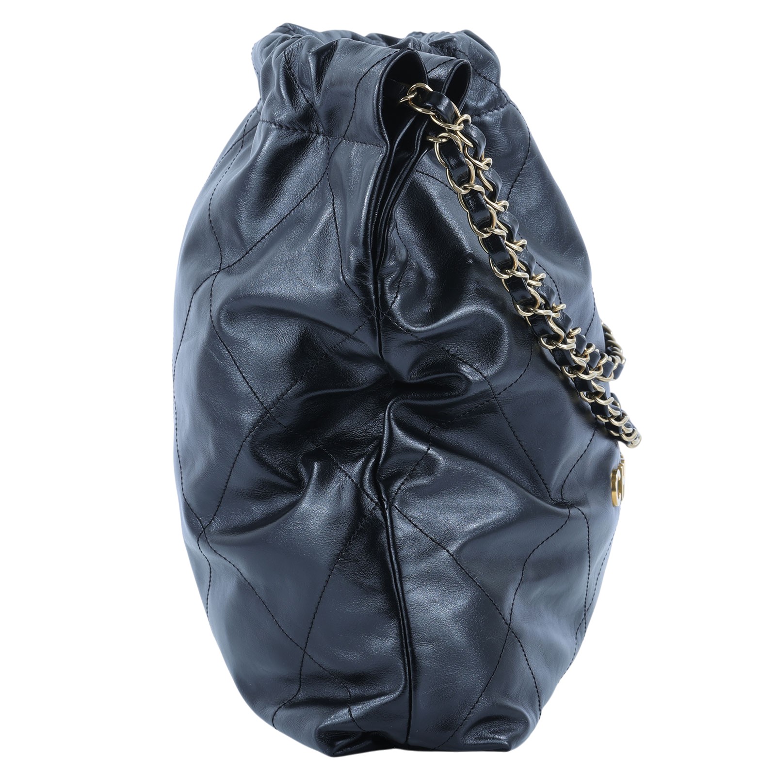 香奈兒 CHANEL 22 中型 束口包 AS3261 晶片款 黑金22號 中號 　有髒汙 防塵袋