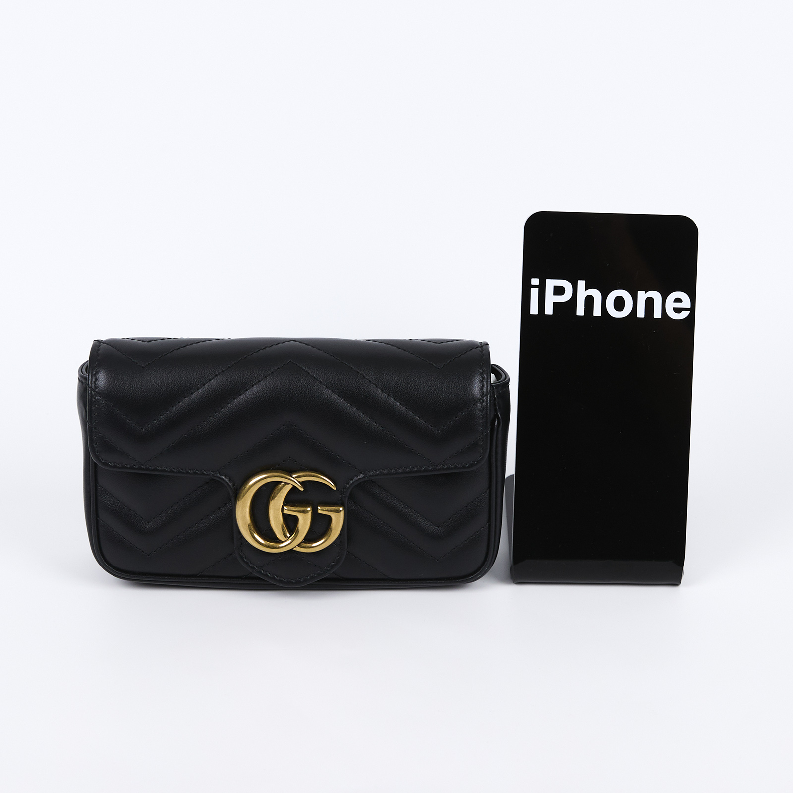 古馳 GUCCI GG Mormont 絎縫 超迷你袋 476433 DTDCT 黑MARMONT MINI 防塵袋