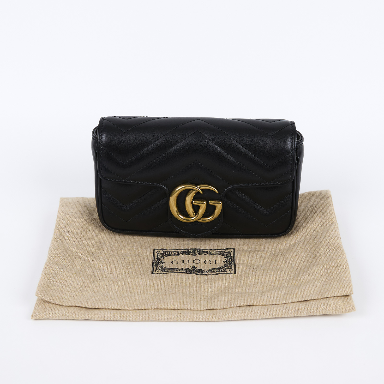 古馳 GUCCI GG Mormont 絎縫 超迷你袋 476433 DTDCT 黑MARMONT MINI 防塵袋