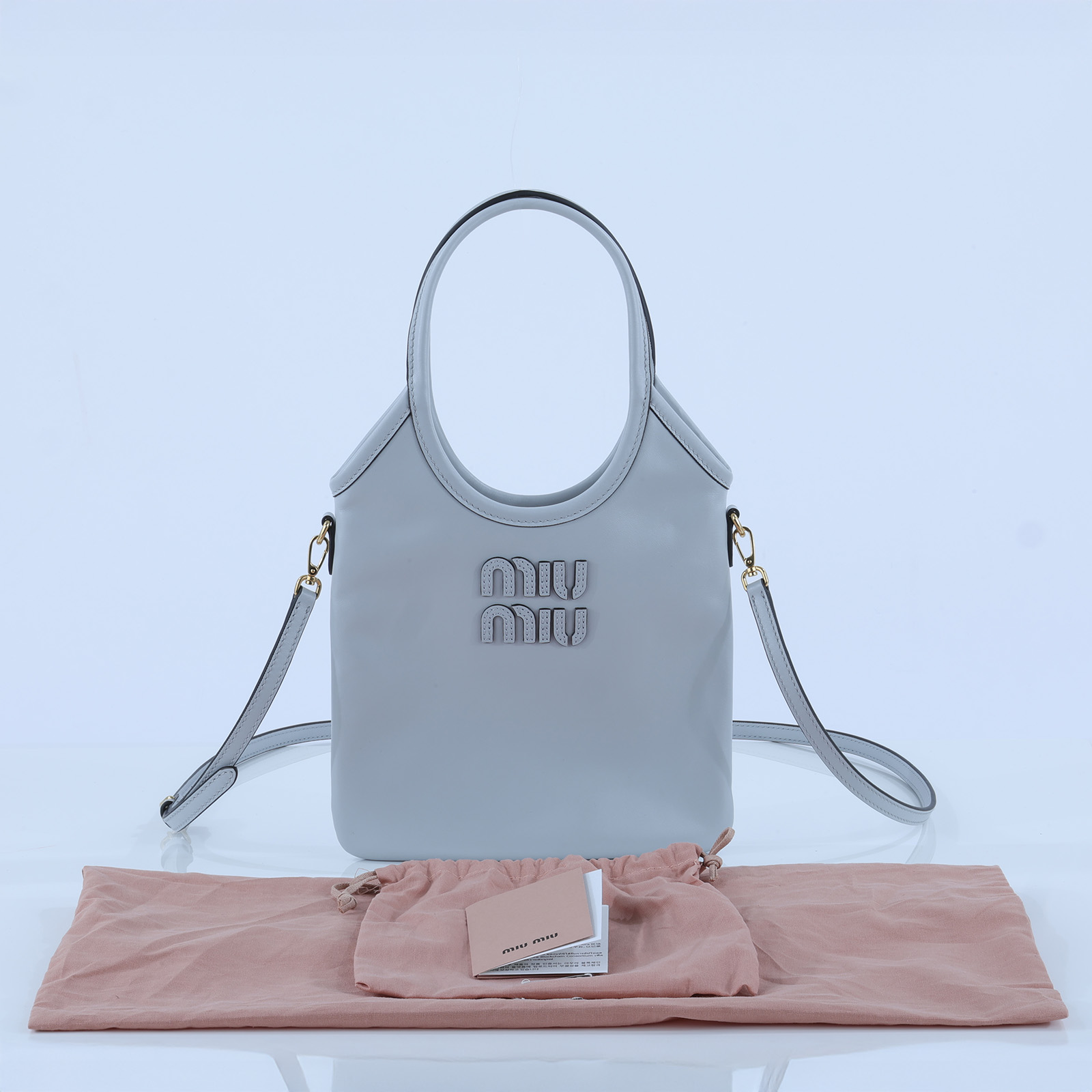繆繆 MIU MIU Ivy 手提包 5BA281_2IEO 灰IVY 防塵袋