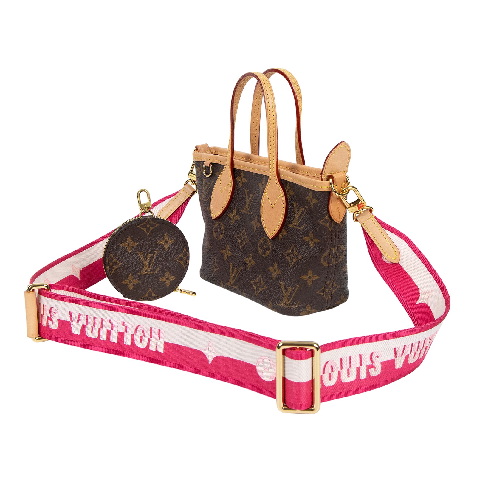 路易威登 LOUIS VUITTON Neverfull BB 手提 斜背包 粉色背袋 M46786 晶片款  原廠盒子/防塵袋