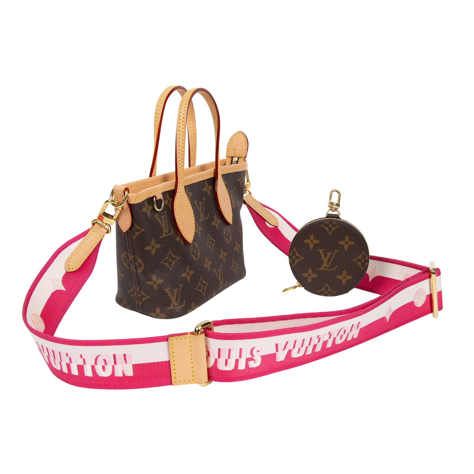 路易威登 LOUIS VUITTON Neverfull BB 手提 斜背包 粉色背袋 M46786 晶片款  原廠盒子/防塵袋