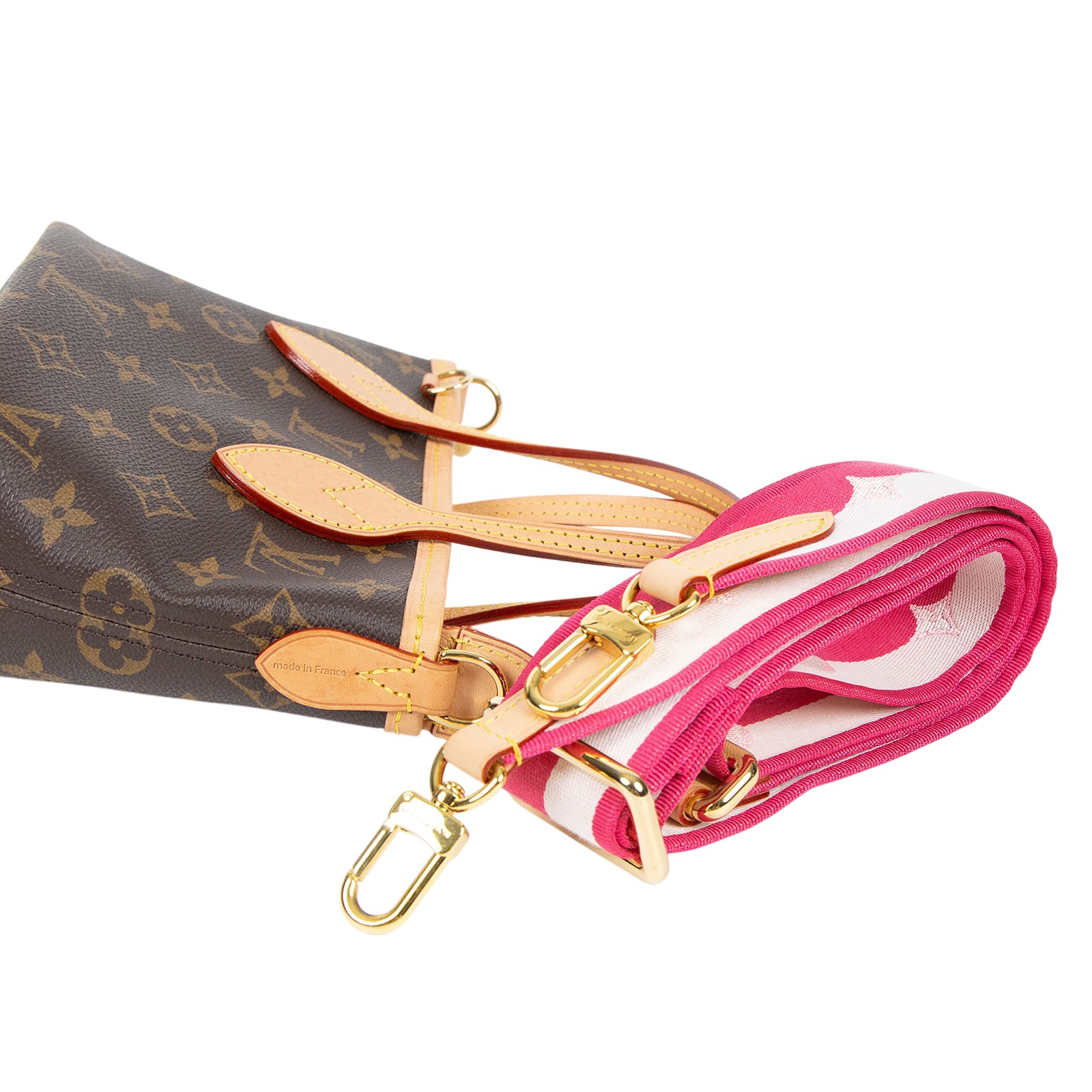 路易威登 LOUIS VUITTON Neverfull BB 手提 斜背包 粉色背袋 M46786 晶片款  原廠盒子/防塵袋