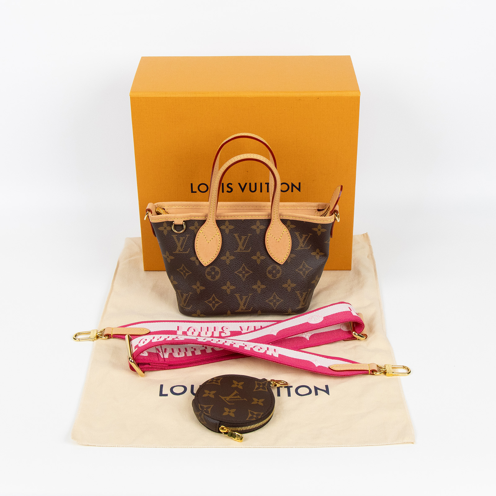 路易威登 LOUIS VUITTON Neverfull BB 手提 斜背包 粉色背袋 M46786 晶片款  原廠盒子/防塵袋