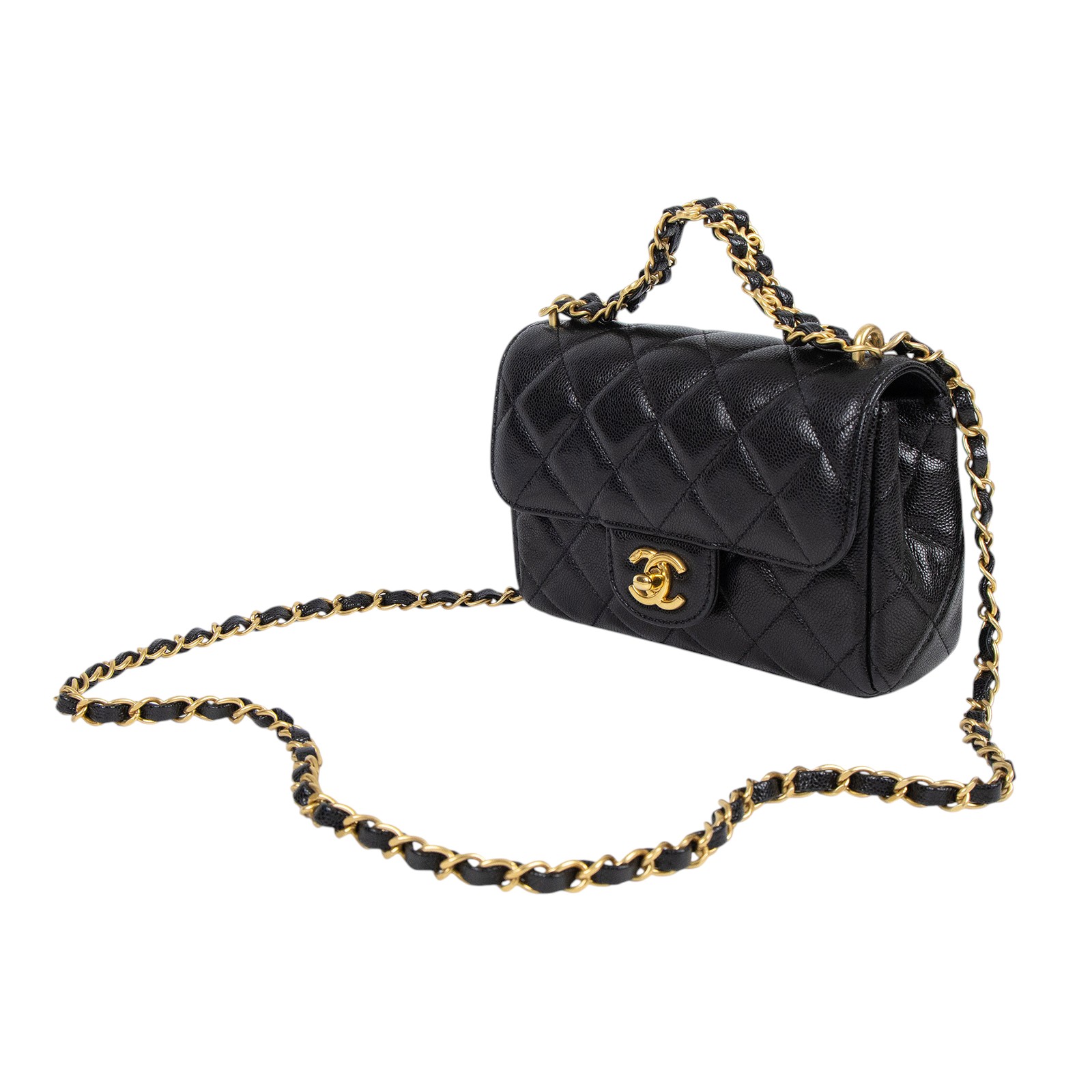 香奈兒 CHANEL 口蓋包 迷你 AS5239 B19405 晶片款 黑荔枝雙金鍊包 原廠盒子/防塵袋/購買證明