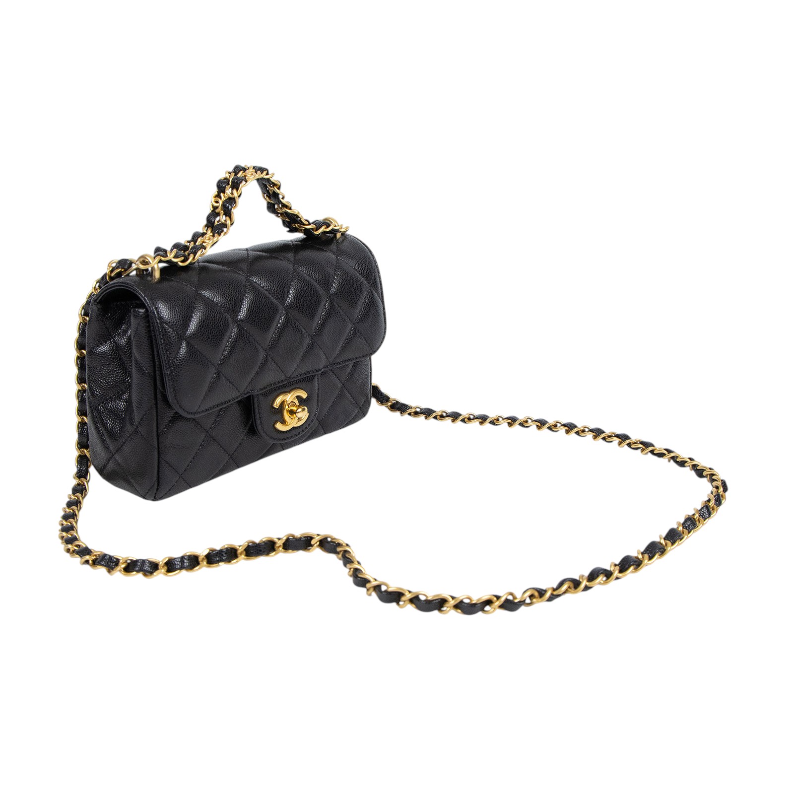 香奈兒 CHANEL 口蓋包 迷你 AS5239 B19405 晶片款 黑荔枝雙金鍊包 原廠盒子/防塵袋/購買證明