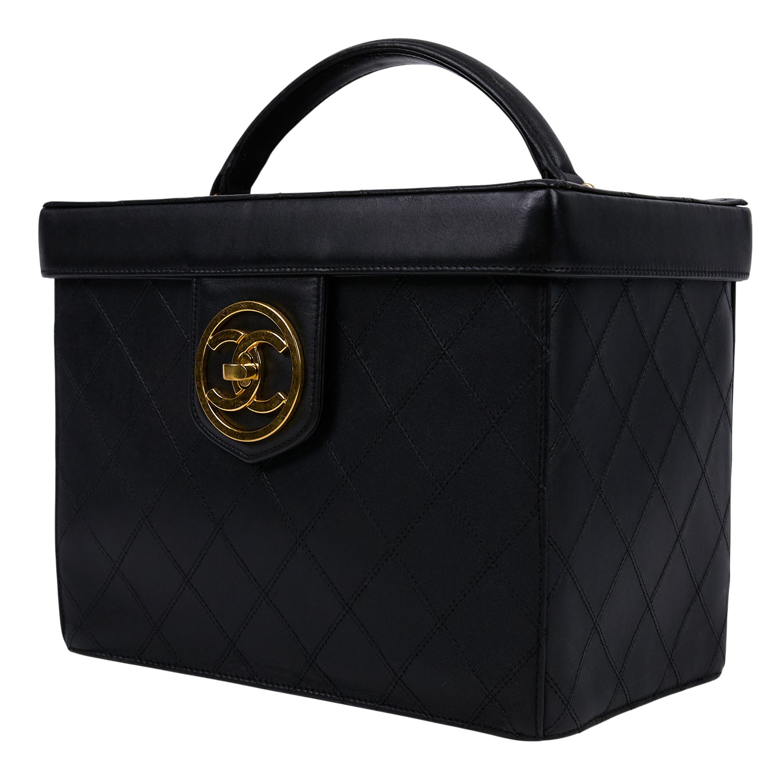 香奈兒 CHANEL Vanity 化妝箱 A01620 2開黑金手提VANITY　無背帶 無附屬品