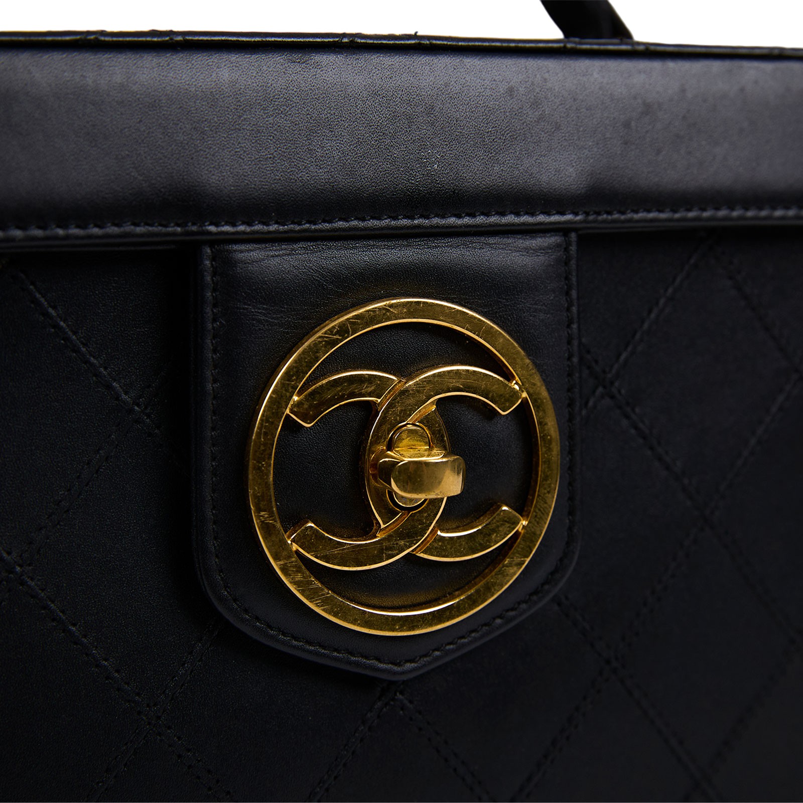 香奈兒 CHANEL Vanity 化妝箱 A01620 2開黑金手提VANITY　無背帶 無附屬品