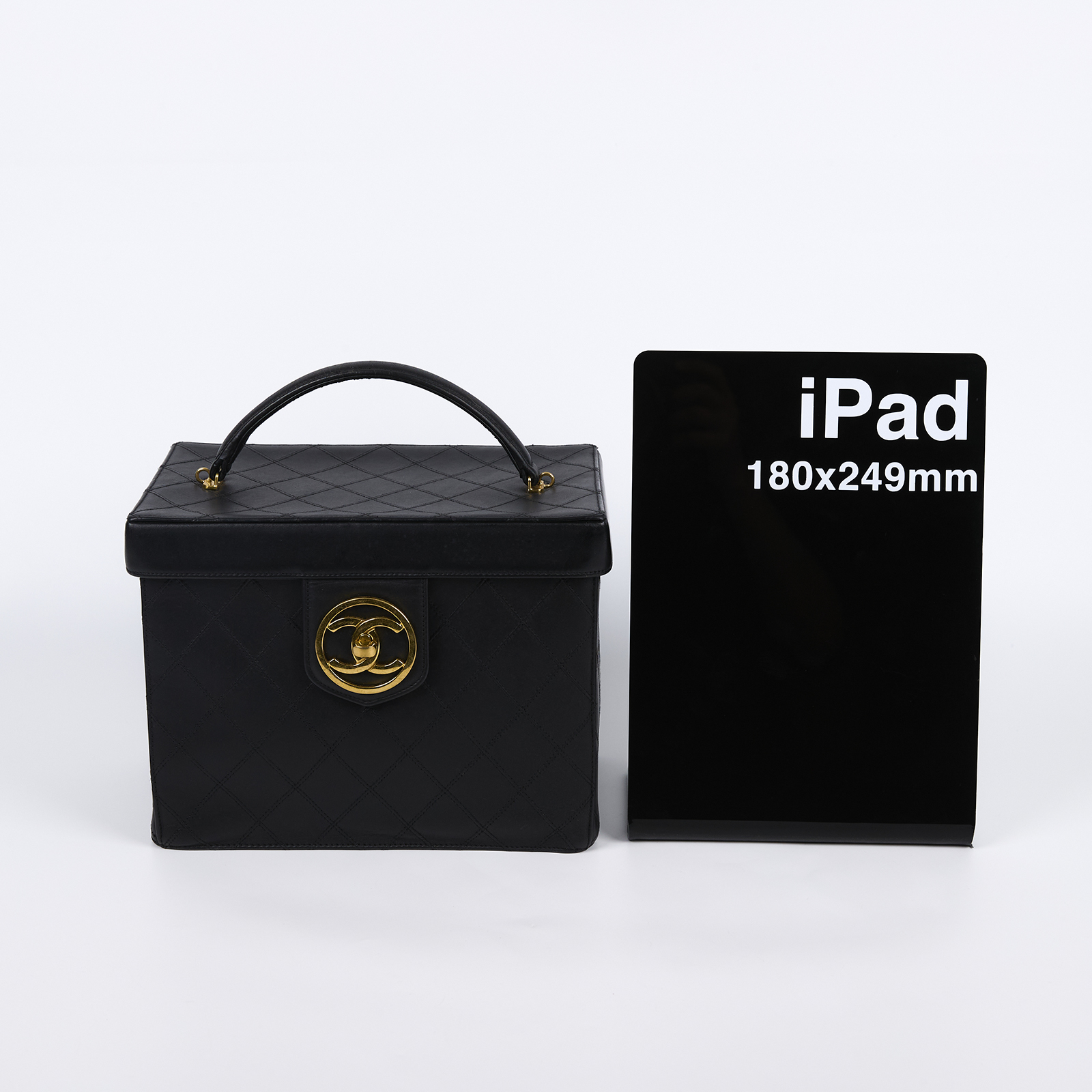 香奈兒 CHANEL Vanity 化妝箱 A01620 2開黑金手提VANITY　無背帶 無附屬品