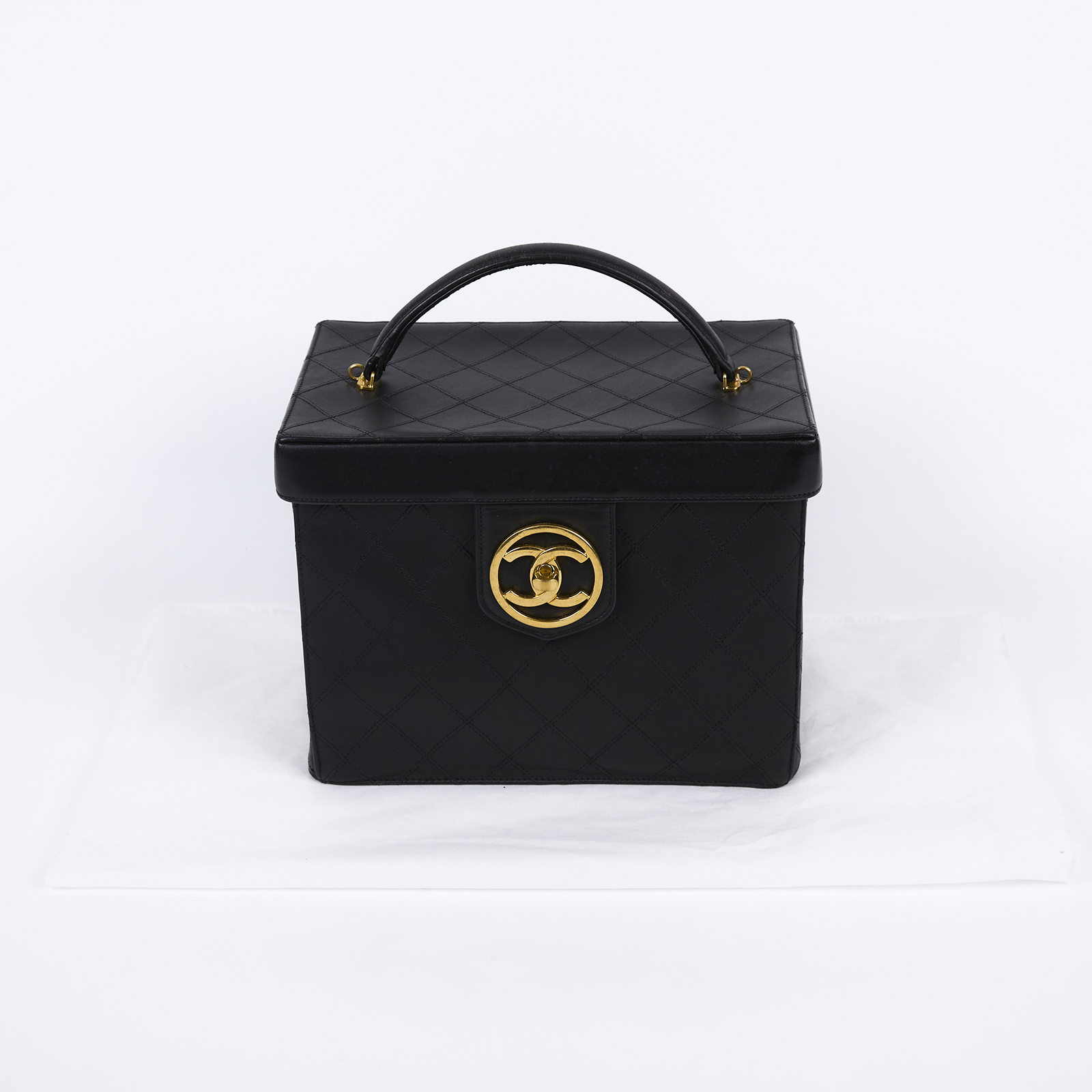 香奈兒 CHANEL Vanity 化妝箱 A01620 2開黑金手提VANITY　無背帶 無附屬品