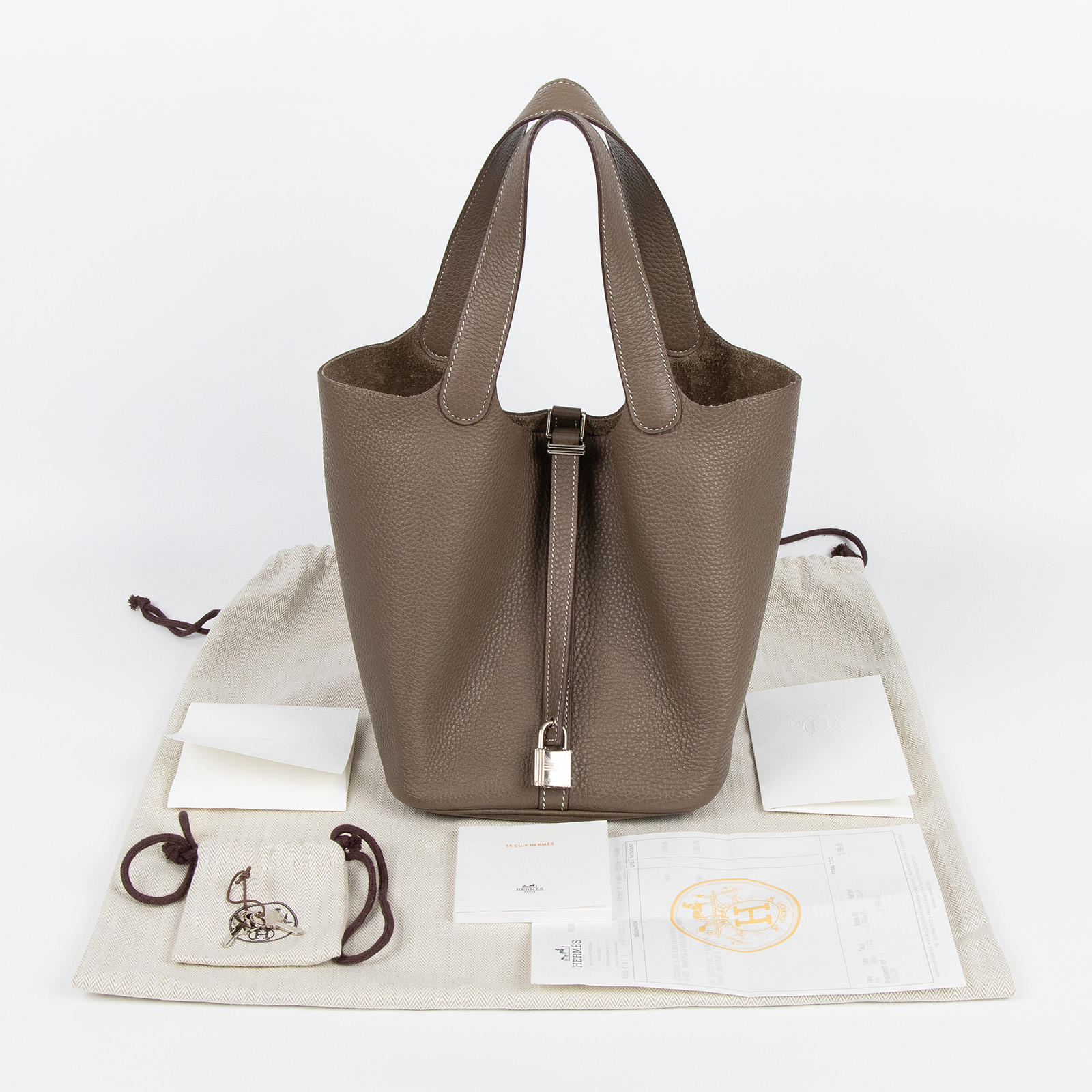 愛馬仕 Hermes Picotin Lock 22 菜籃子包 銀色五金 大象灰 H060991CK18 /H060991CK  防塵袋/鎖組/購買證明