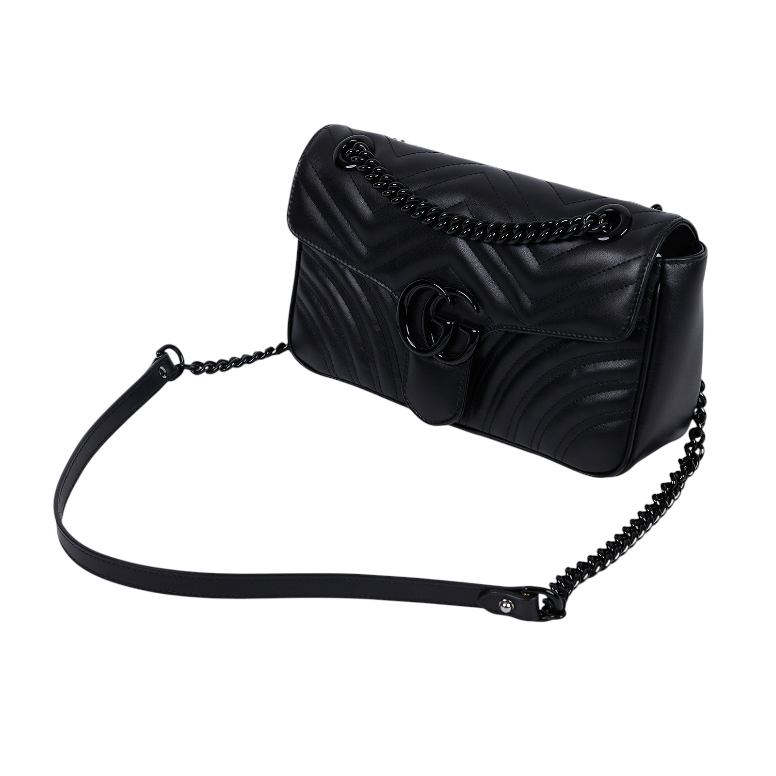 古馳 GUCCI GG Marmont 小型 絎縫 肩揹袋 443497 DTDIT 黑MARMONT 26CM 防塵袋