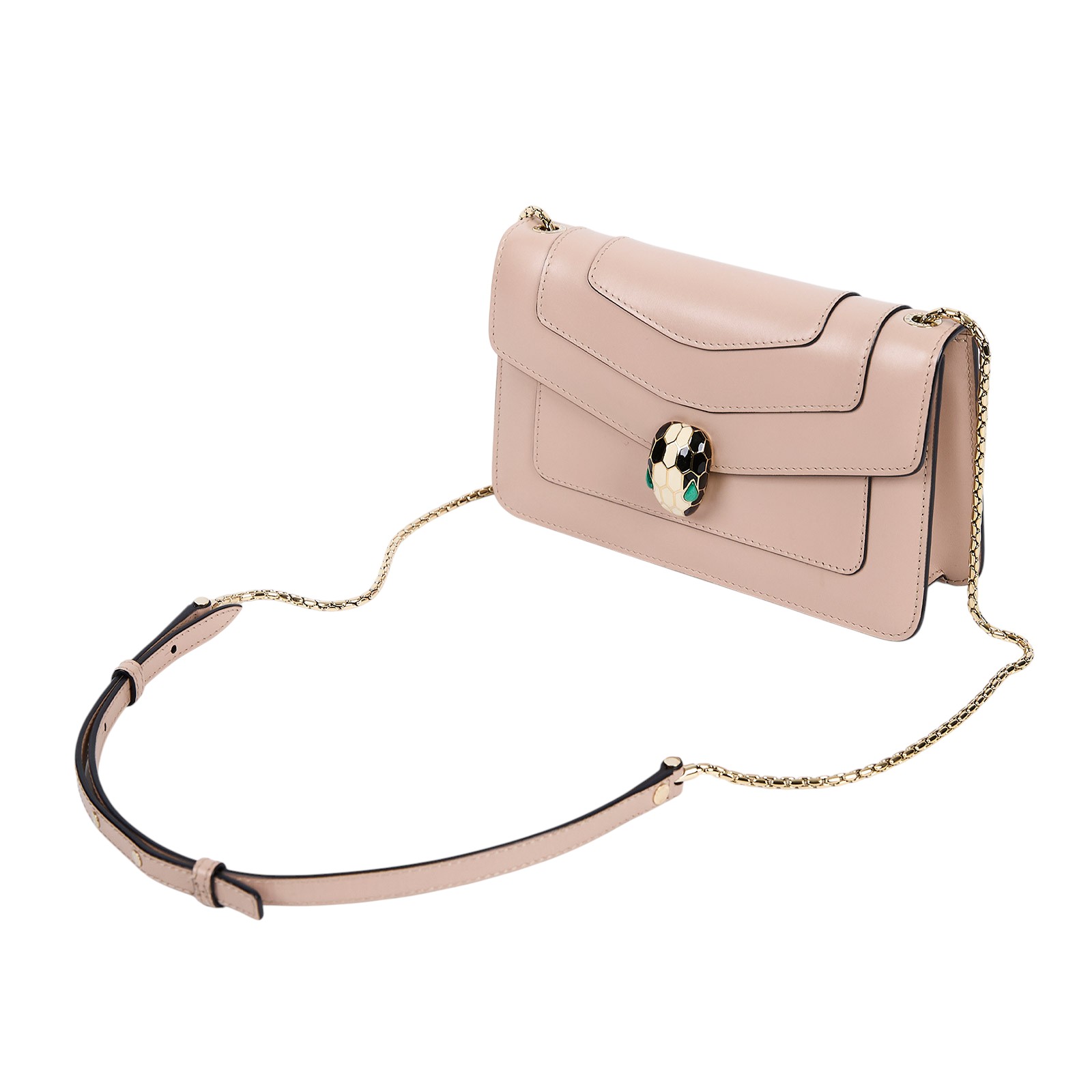 寶格麗 BVLGARI Serpenti Forever 口蓋包 283565 粉蛇頭包 防塵袋