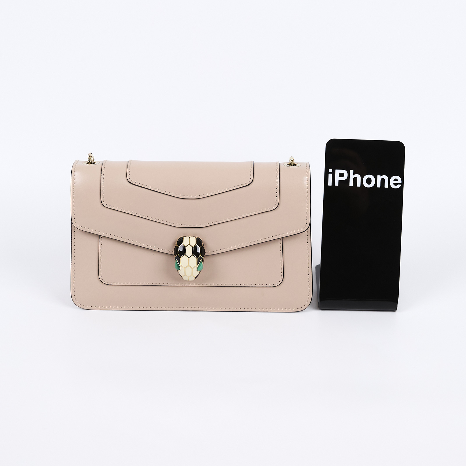 寶格麗 BVLGARI Serpenti Forever 口蓋包 283565 粉蛇頭包 防塵袋