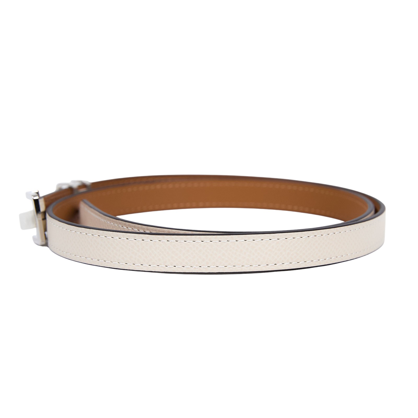 愛馬仕 Hermes Pop H 15 腰帶 粉筆白 銀色扣 H081087CK10075 /W刻/FI1212/#75  原廠盒子/防塵袋