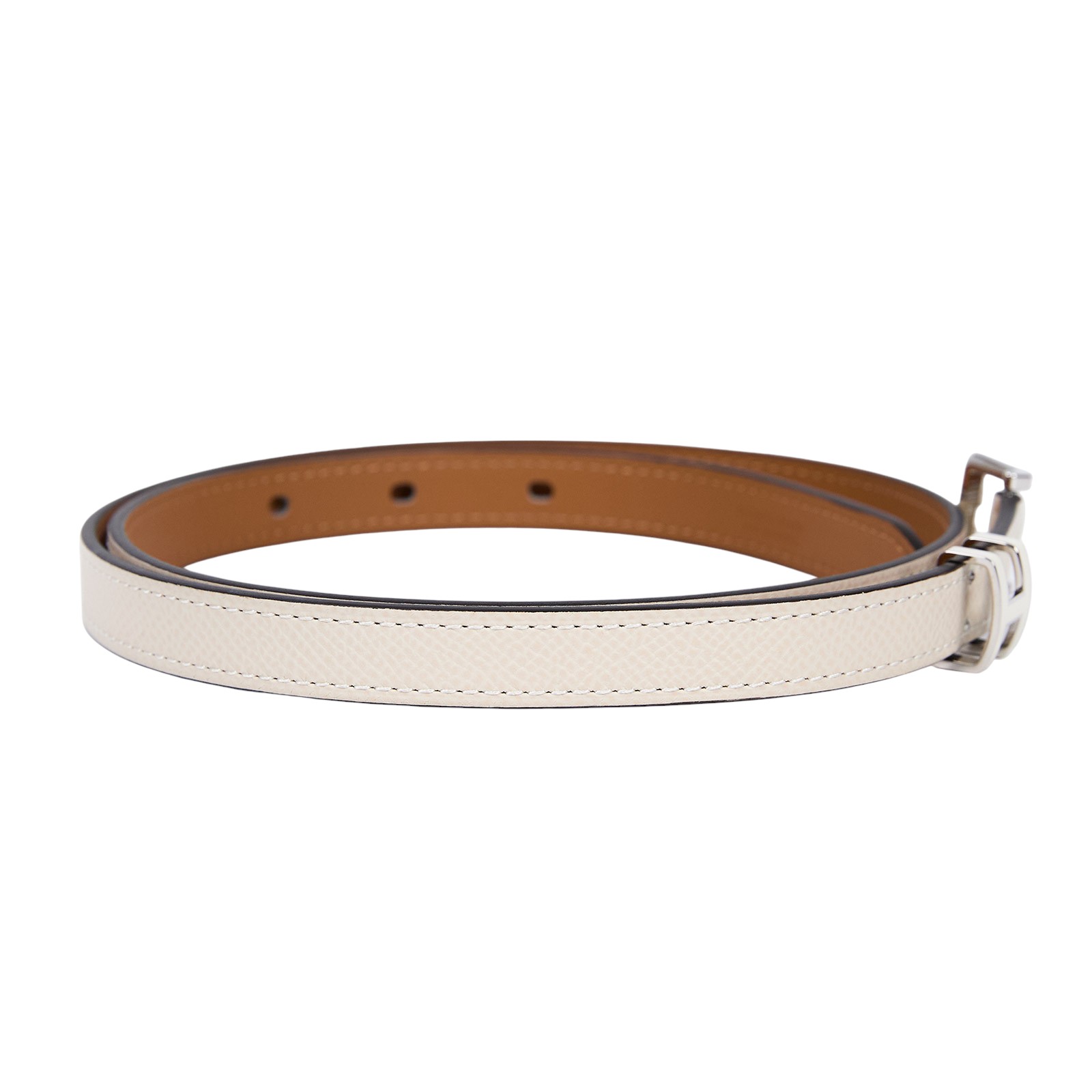 愛馬仕 Hermes Pop H 15 腰帶 粉筆白 銀色扣 H081087CK10075 /W刻/FI1212/#75  原廠盒子/防塵袋