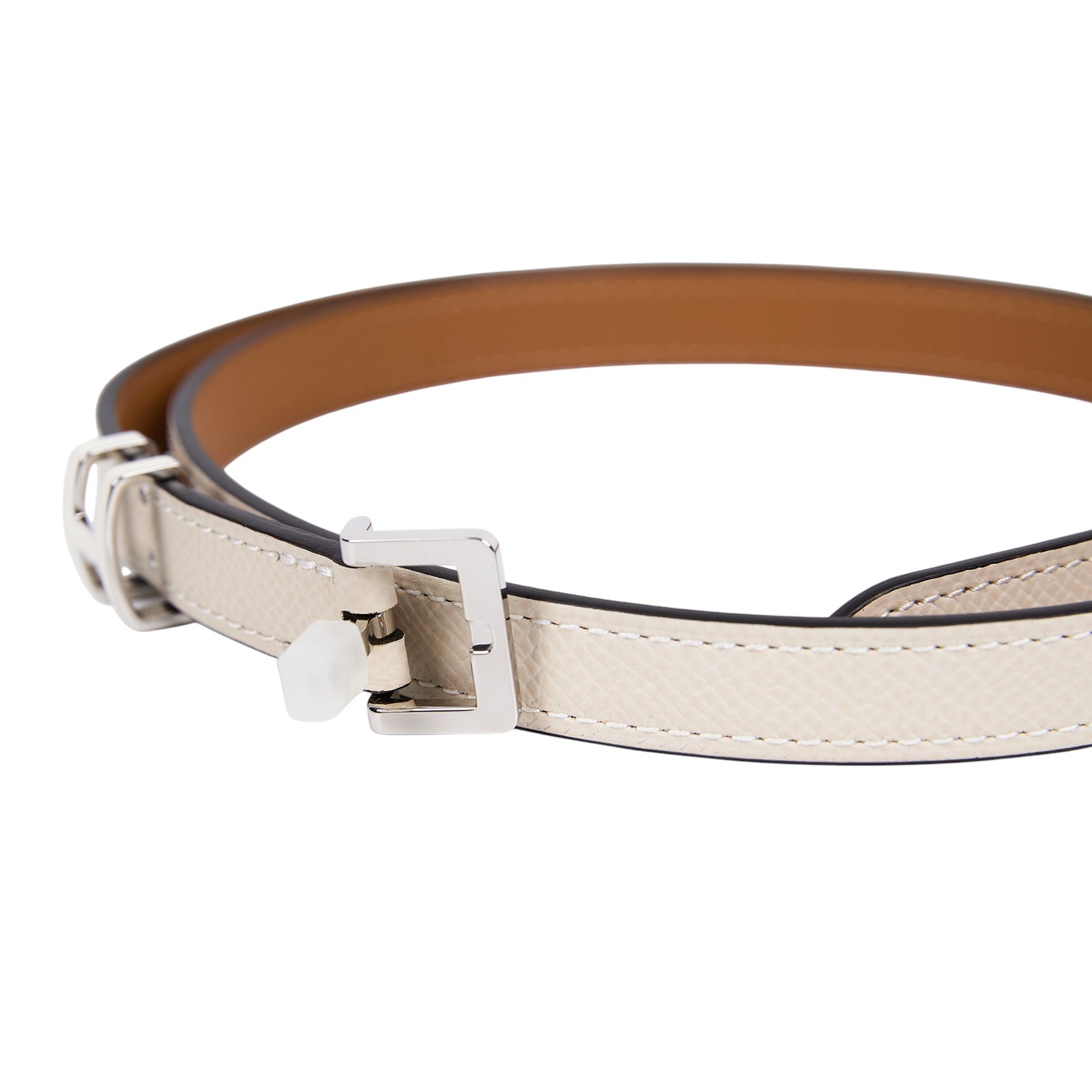 愛馬仕 Hermes Pop H 15 腰帶 粉筆白 銀色扣 H081087CK10075 /W刻/FI1212/#75  原廠盒子/防塵袋