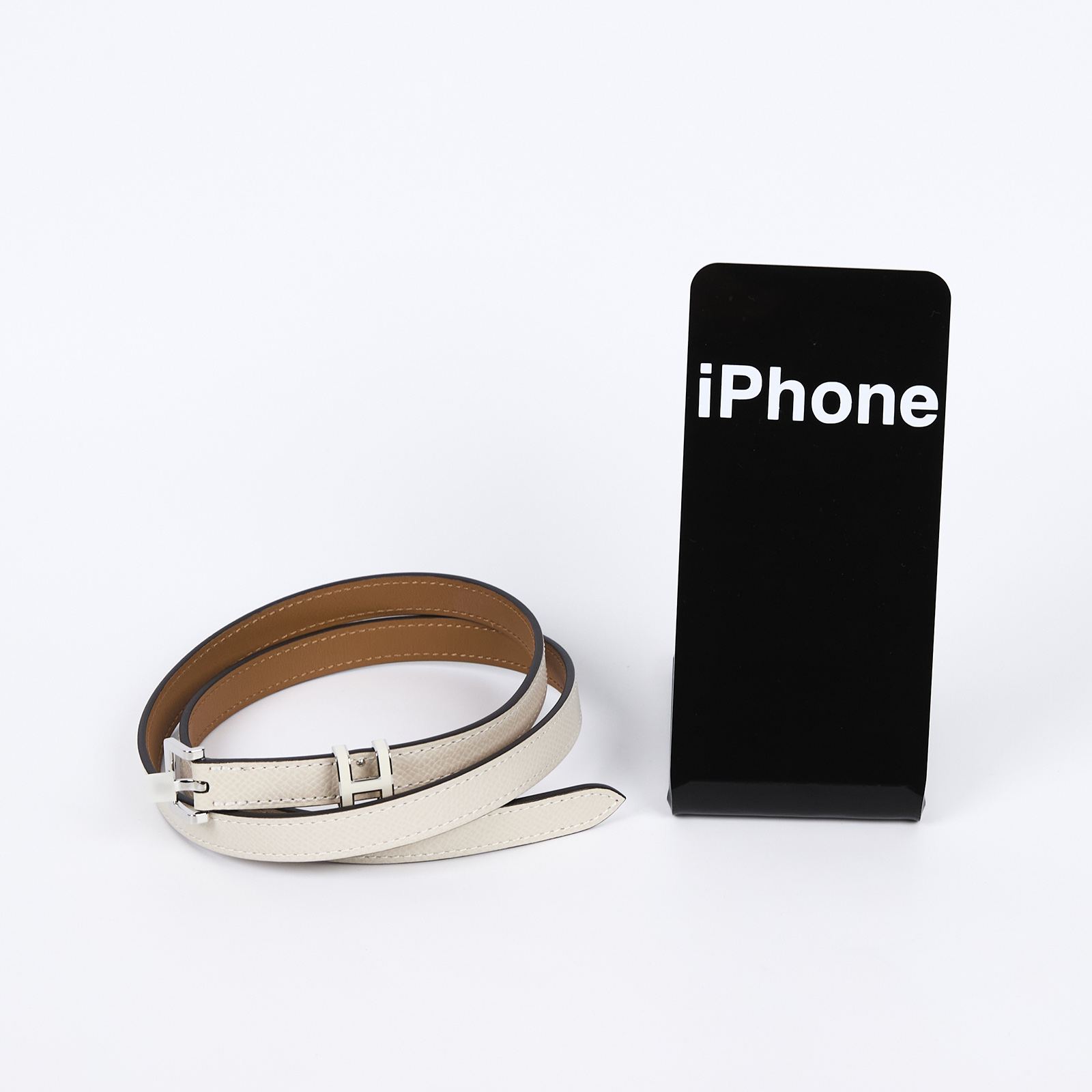 愛馬仕 Hermes Pop H 15 腰帶 粉筆白 銀色扣 H081087CK10075 /W刻/FI1212/#75  原廠盒子/防塵袋