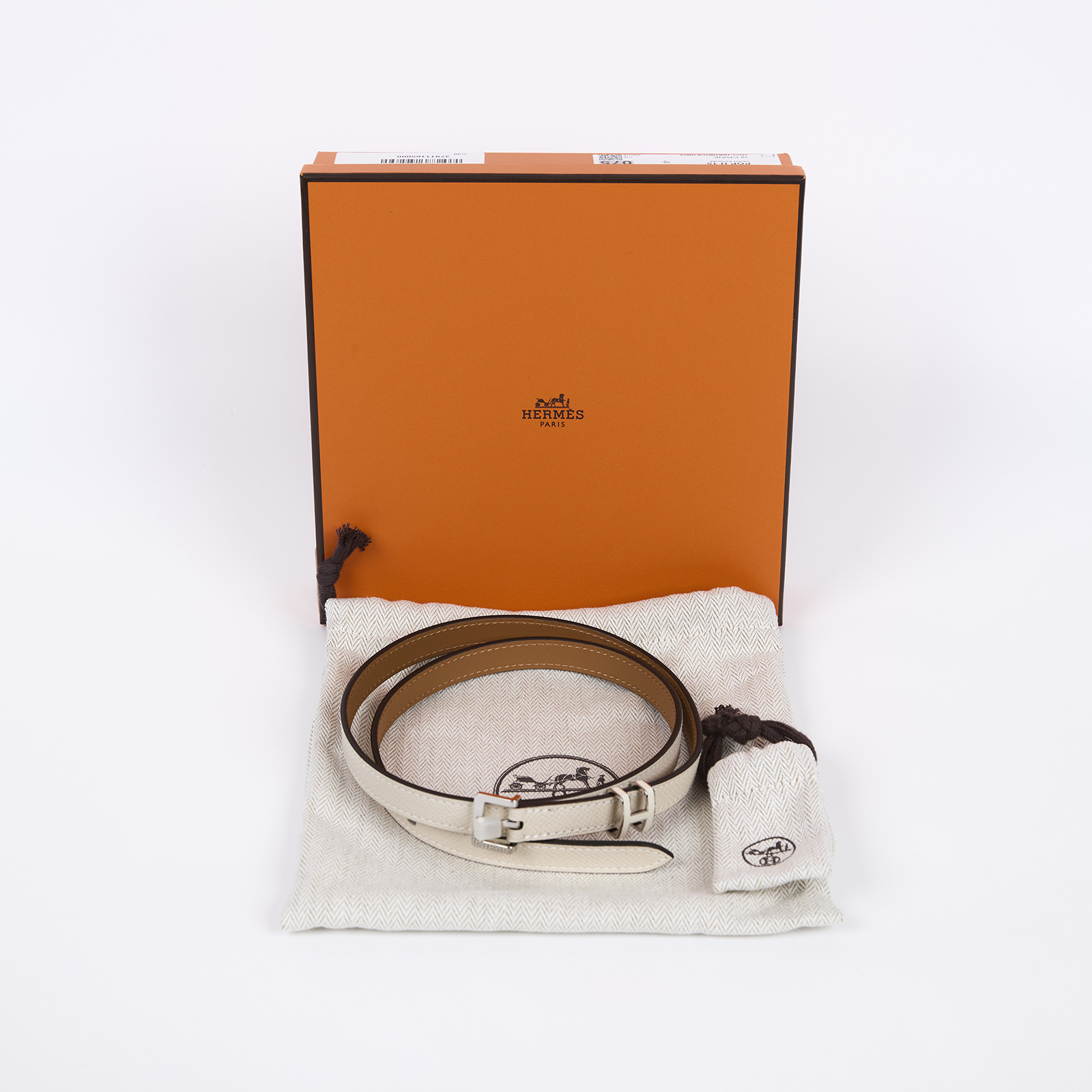 愛馬仕 Hermes Pop H 15 腰帶 粉筆白 銀色扣 H081087CK10075 /W刻/FI1212/#75  原廠盒子/防塵袋