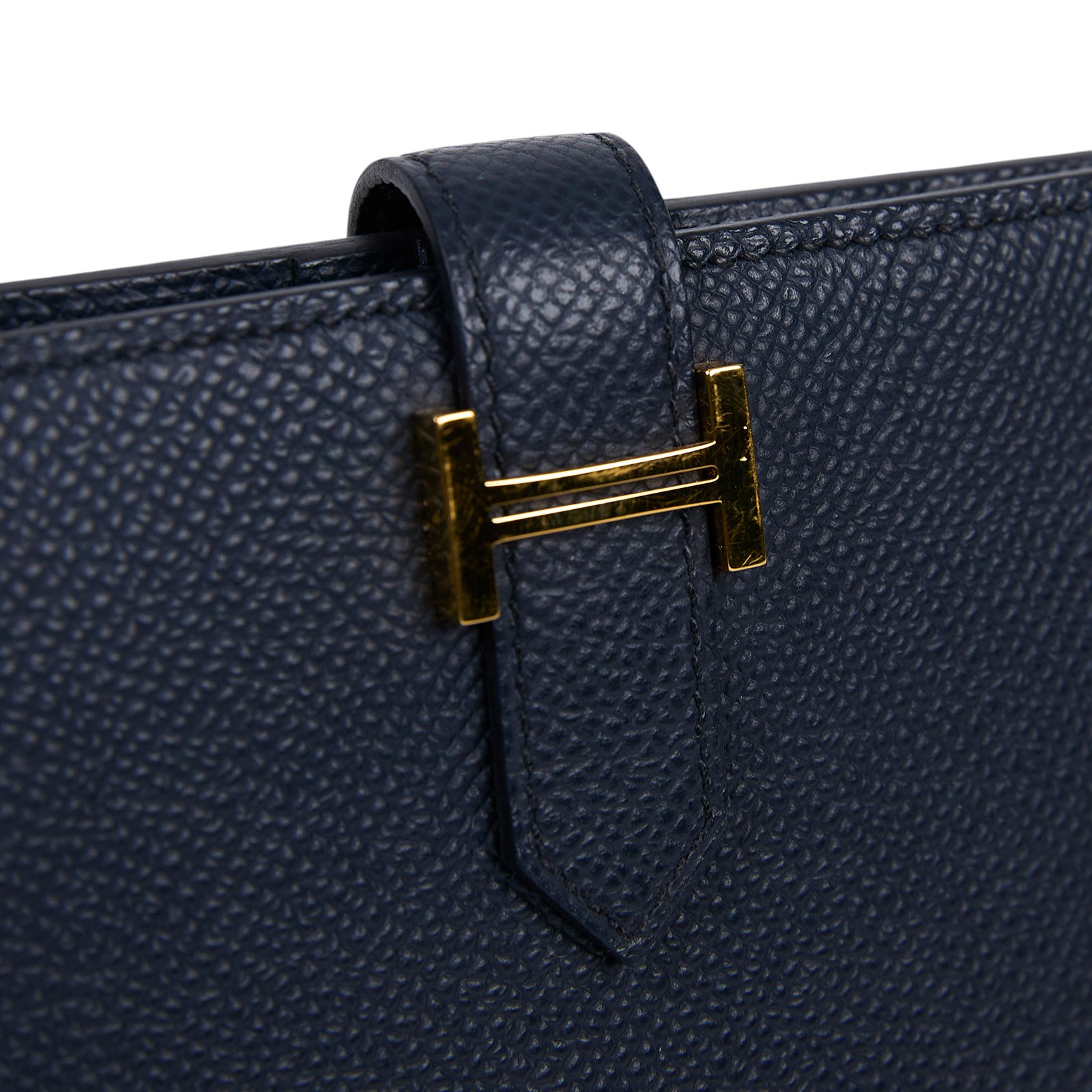 愛馬仕 Hermes Bearn 短夾 H039790CC76 / 靛藍金釦Bearn短夾　五金傷痕 原廠盒子