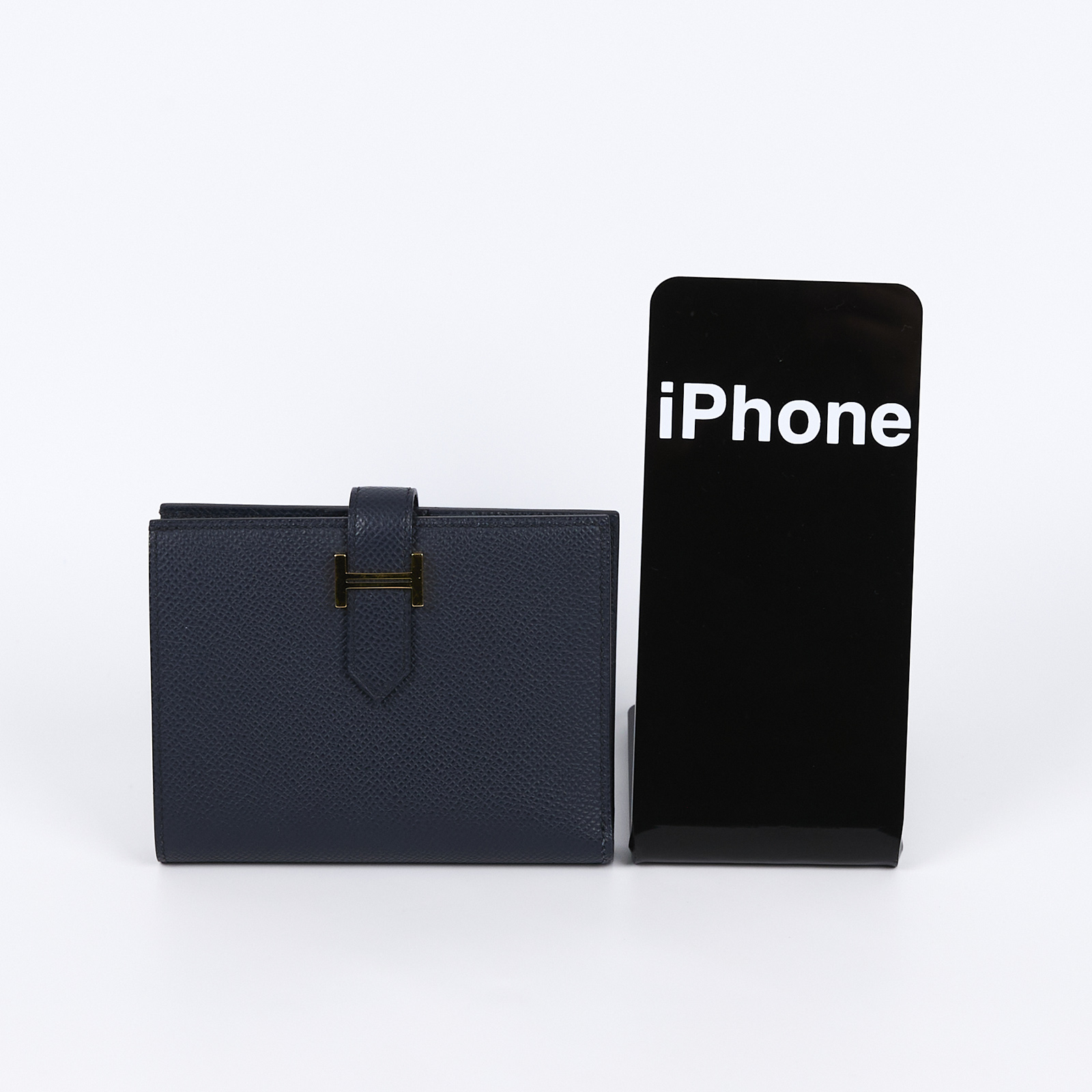 愛馬仕 Hermes Bearn 短夾 H039790CC76 / 靛藍金釦Bearn短夾　五金傷痕 原廠盒子