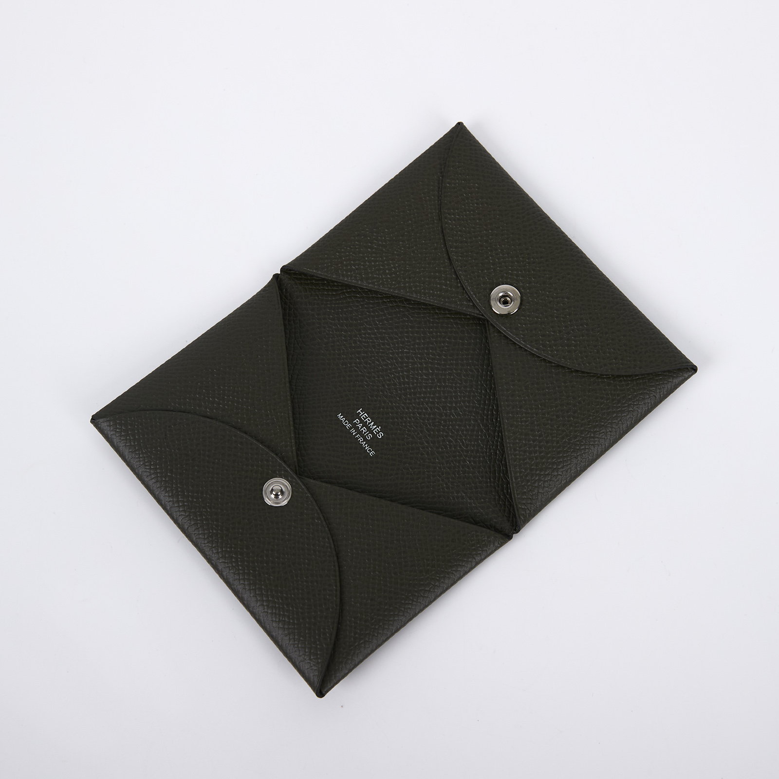 愛馬仕 Hermes Calvi 卡包 CAL Z刻 深綠CALVI 原廠盒子