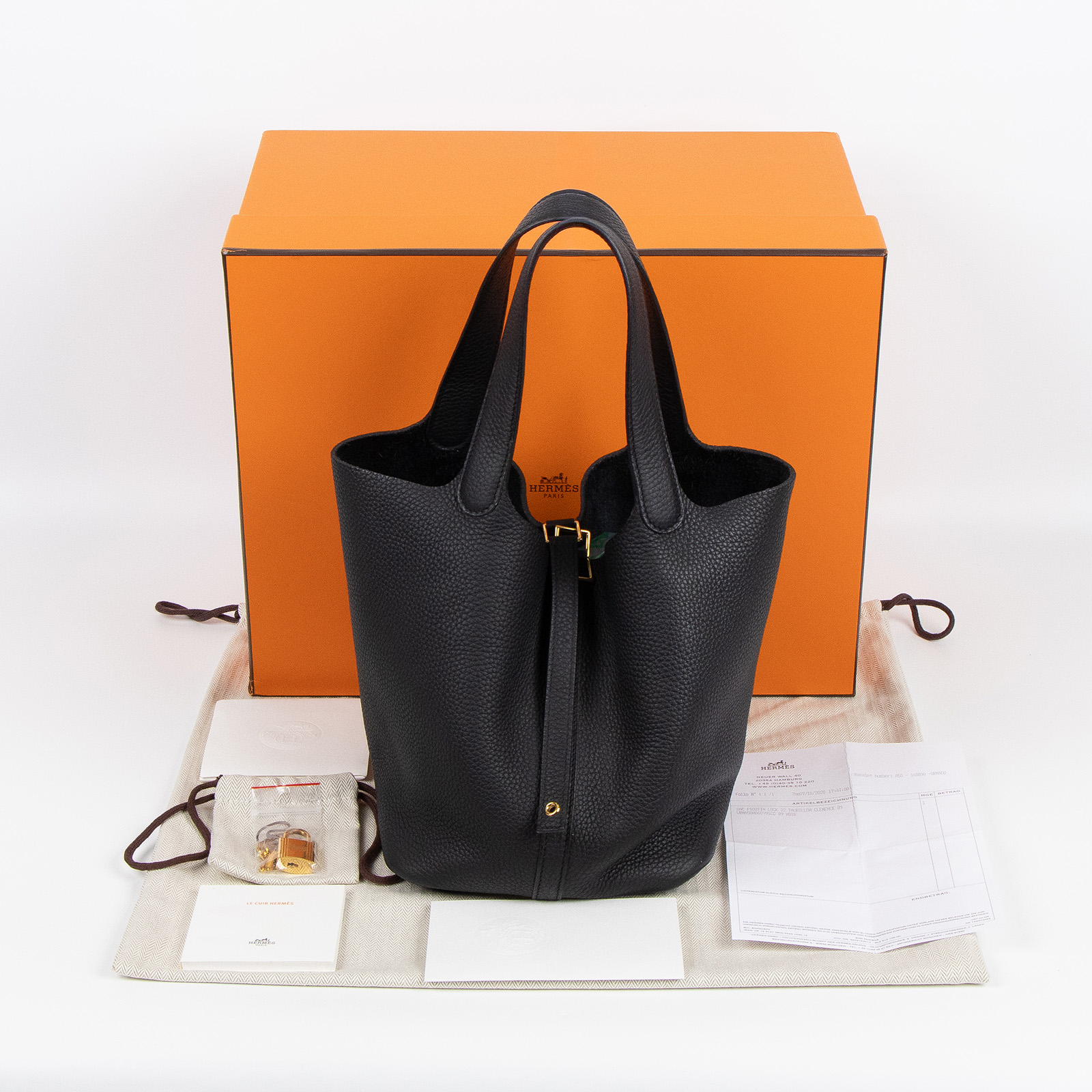 愛馬仕 Hermes Picotin Lock 22 菜籃子包 金色五金 黑色 H060991CC89 /H060991CC  原廠盒子/防塵袋/購買證明/鎖組