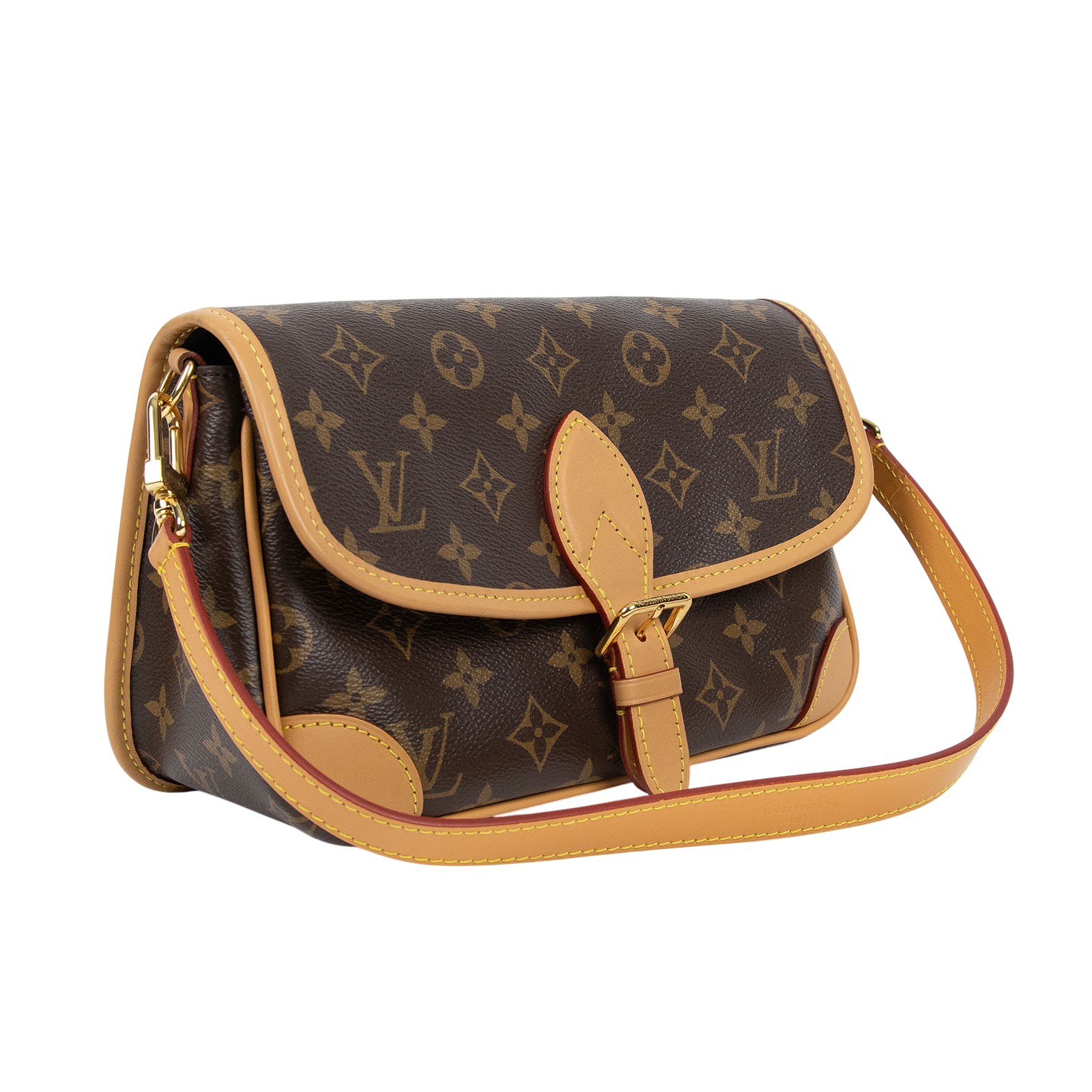 路易威登 LOUIS VUITTON Diane 腋下包法棍 單肩背包 經典帆布 M45985 晶片款 棕原花DIANE法棍包　スト欠品 背帶