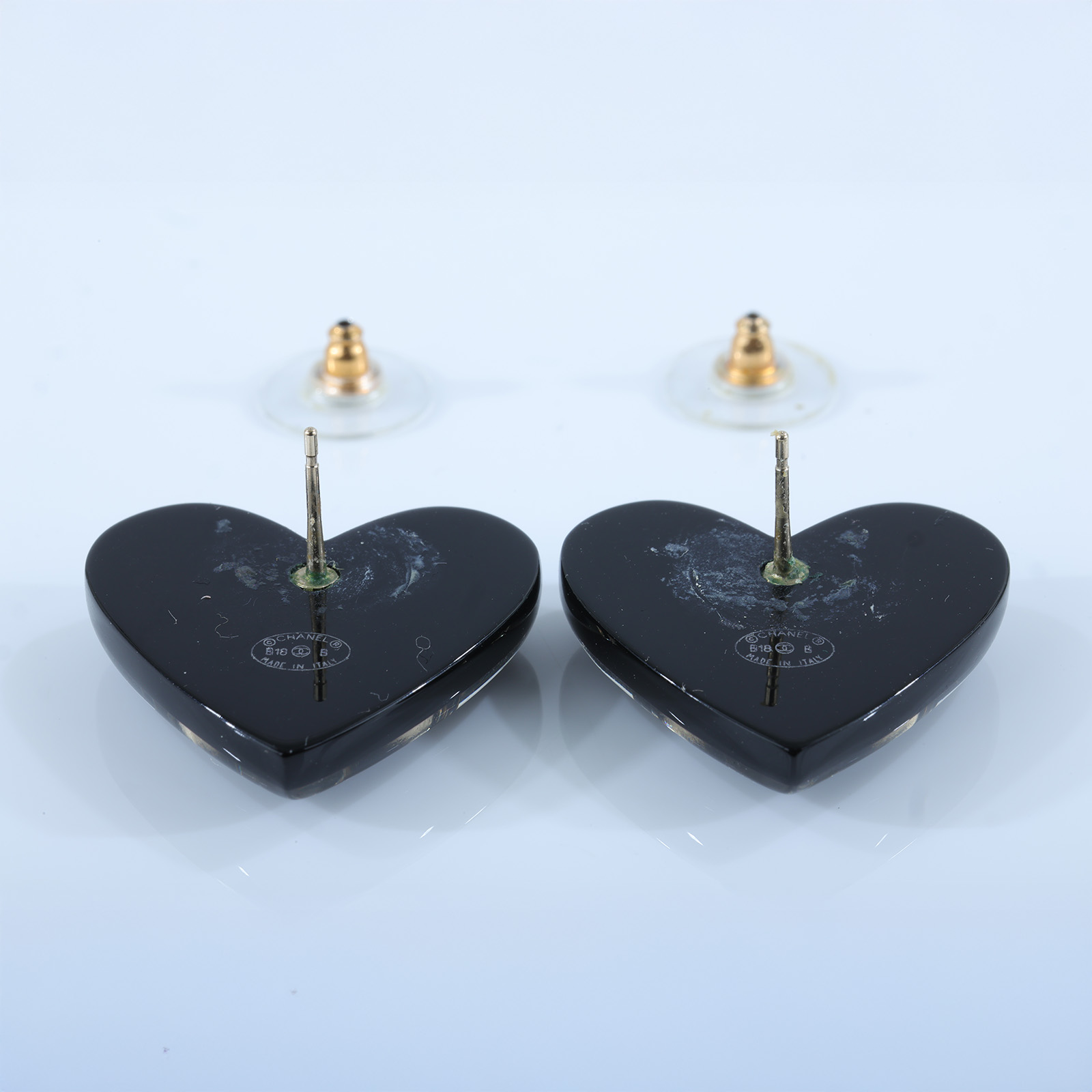 香奈兒 CHANEL 雙C LOGO 愛心 耳環 黑色 B18 B 黑愛心耳環 無附屬品