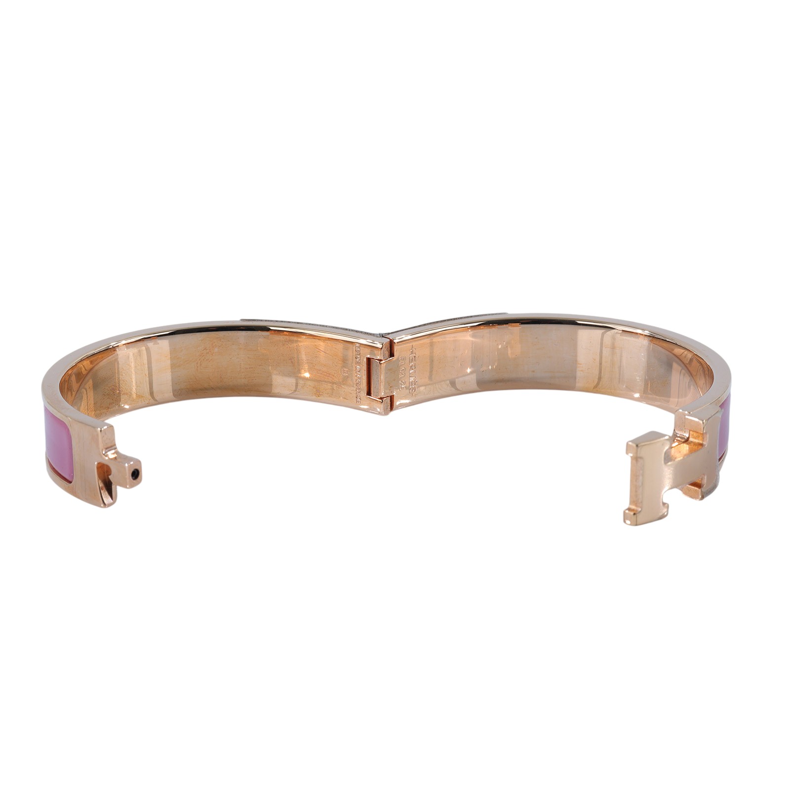 愛馬仕 Hermes Clic H GM 手環 灰粉色 H700001FO4VGM F1 01 25 粉紫琺瑯手環 原廠盒子/防塵袋