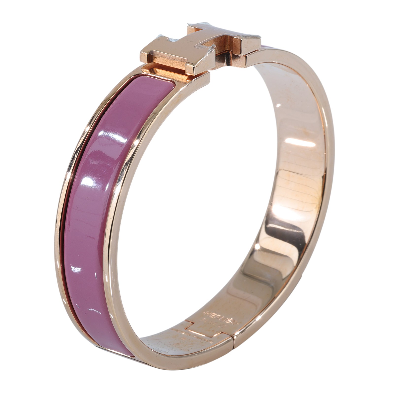 愛馬仕 Hermes Clic H GM 手環 灰粉色 H700001FO4VGM F1 01 25 粉紫琺瑯手環 原廠盒子/防塵袋