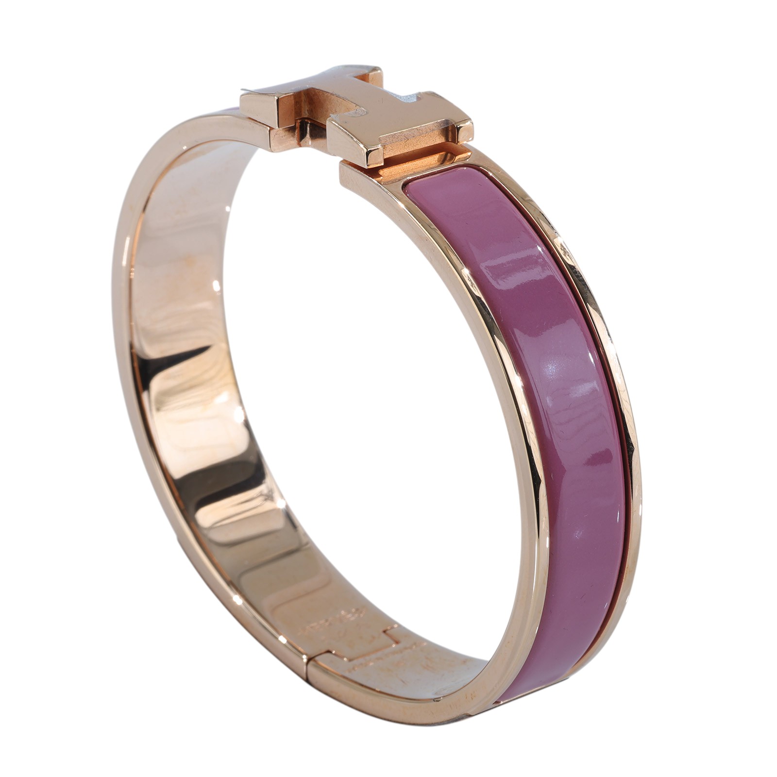 愛馬仕 Hermes Clic H GM 手環 灰粉色 H700001FO4VGM F1 01 25 粉紫琺瑯手環 原廠盒子/防塵袋