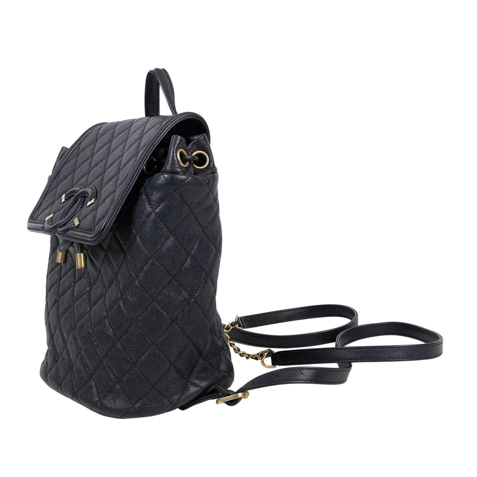 香奈兒 CHANEL Filigree Matelasse 背包 A57090 25開黑荔枝FILIGREE後背包 防塵袋/保證卡