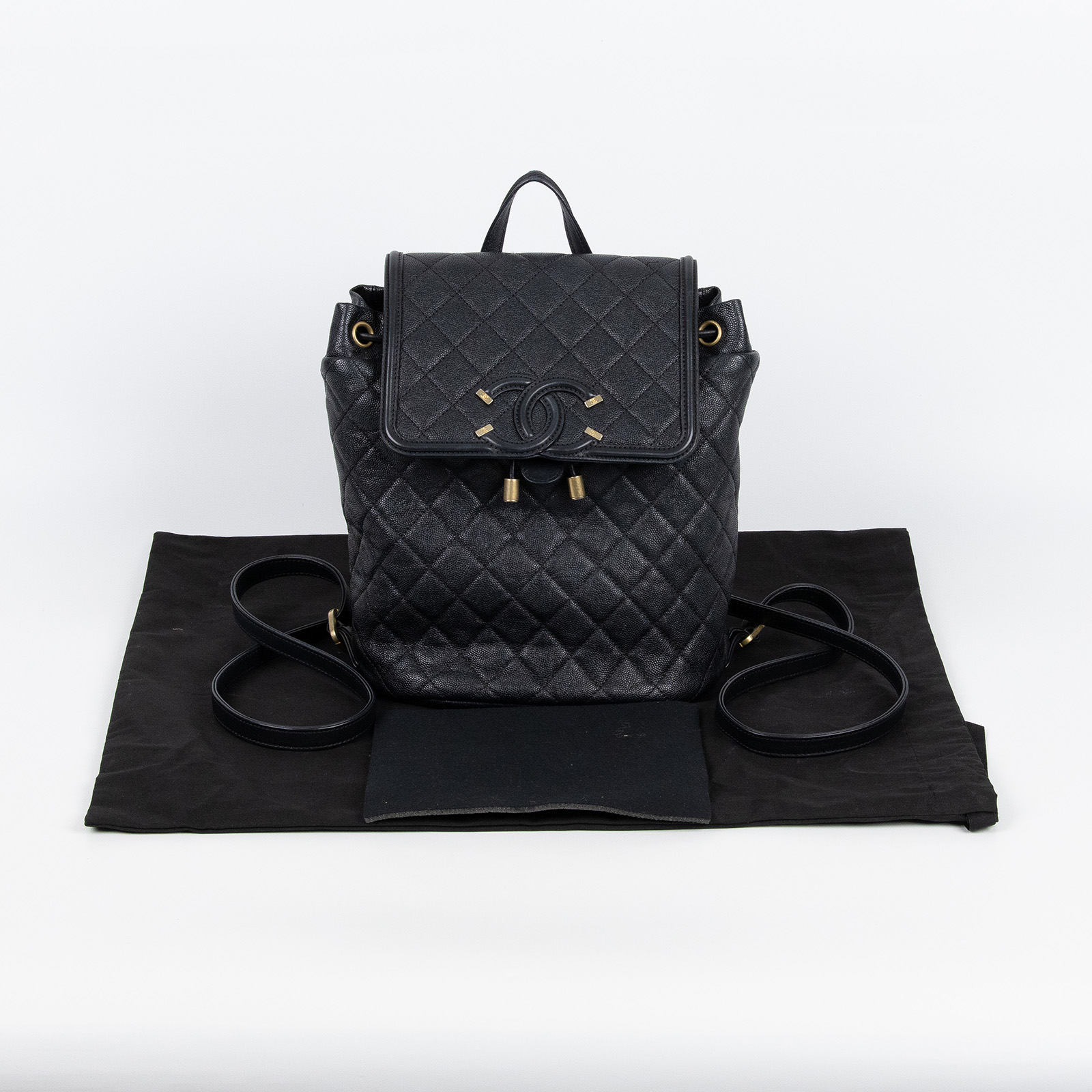 香奈兒 CHANEL Filigree Matelasse 背包 A57090 25開黑荔枝FILIGREE後背包 防塵袋/保證卡