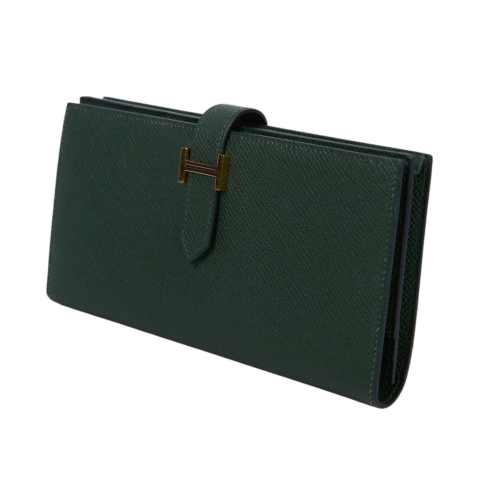 愛馬仕 Hermes Bearn Soufflet 長夾 金色五金 英國綠色 H039785CC20 /B刻  原廠盒子/購買證明