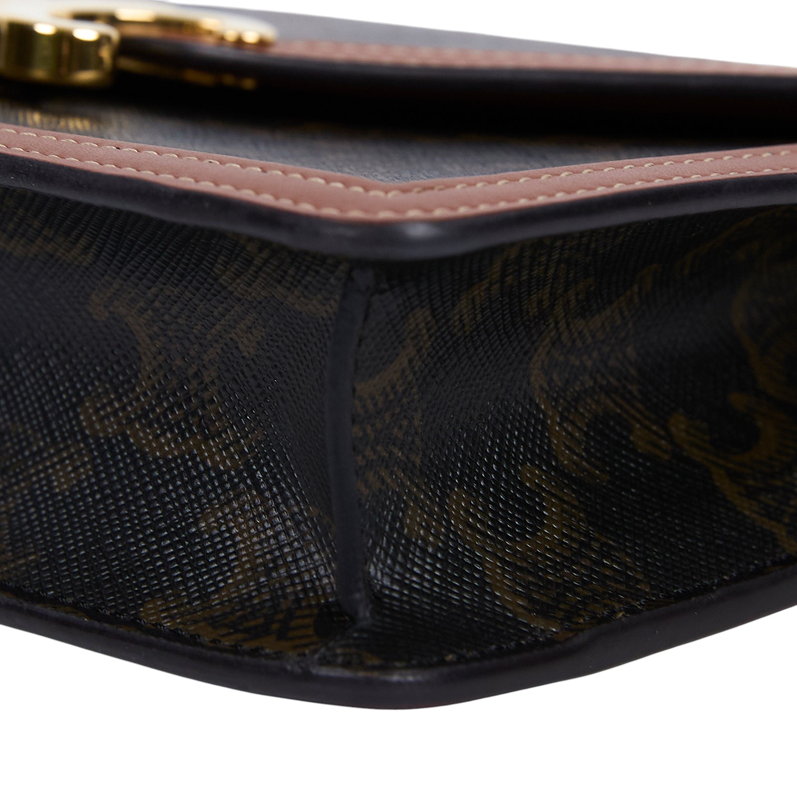 思琳 CELINE Margo 標誌印花 飾鍊錢包 10L462DQB 棕凱旋肩背包 無附屬品