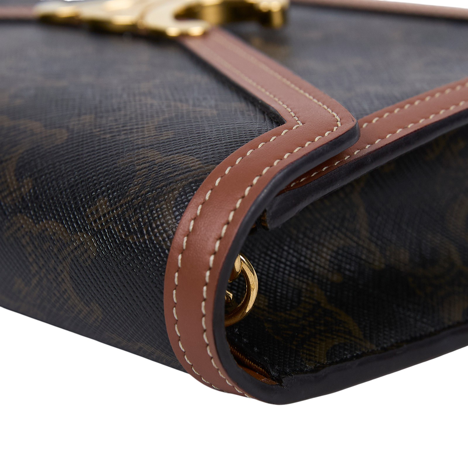 思琳 CELINE Margo 標誌印花 飾鍊錢包 10L462DQB 棕凱旋肩背包 無附屬品