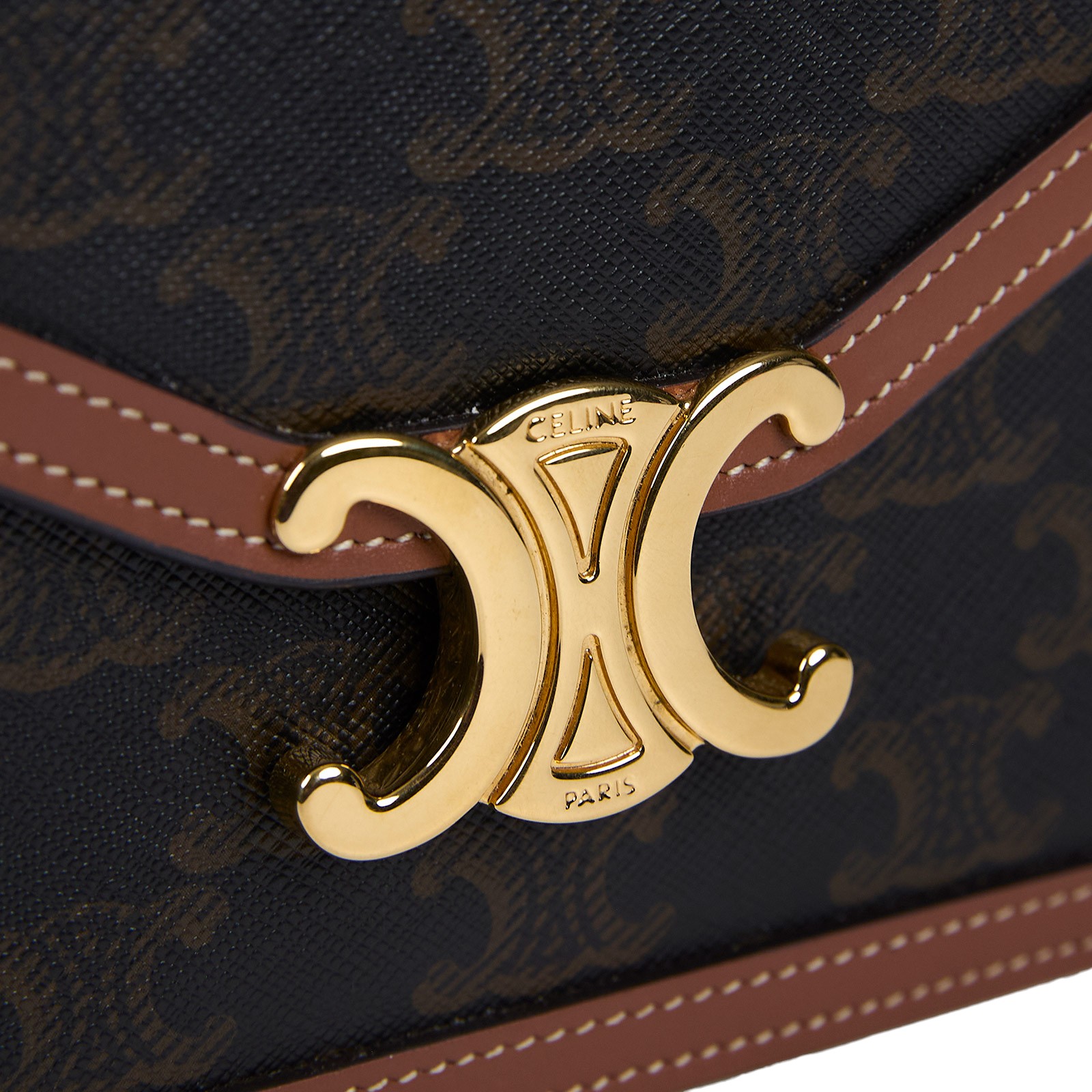 思琳 CELINE Margo 標誌印花 飾鍊錢包 10L462DQB 棕凱旋肩背包 無附屬品