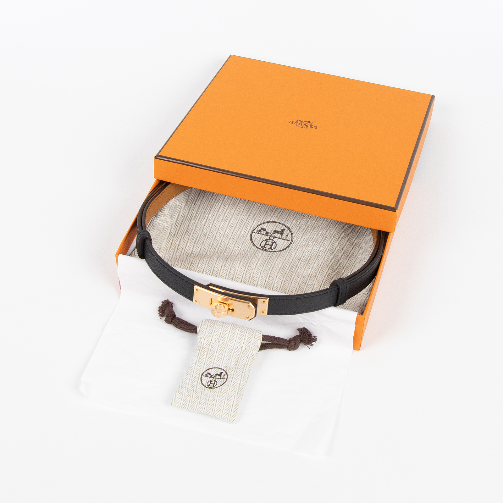 愛馬仕 Hermes Kelly 18 腰帶 KL18B W刻 黑KELLY皮帶 原廠盒子/防塵袋