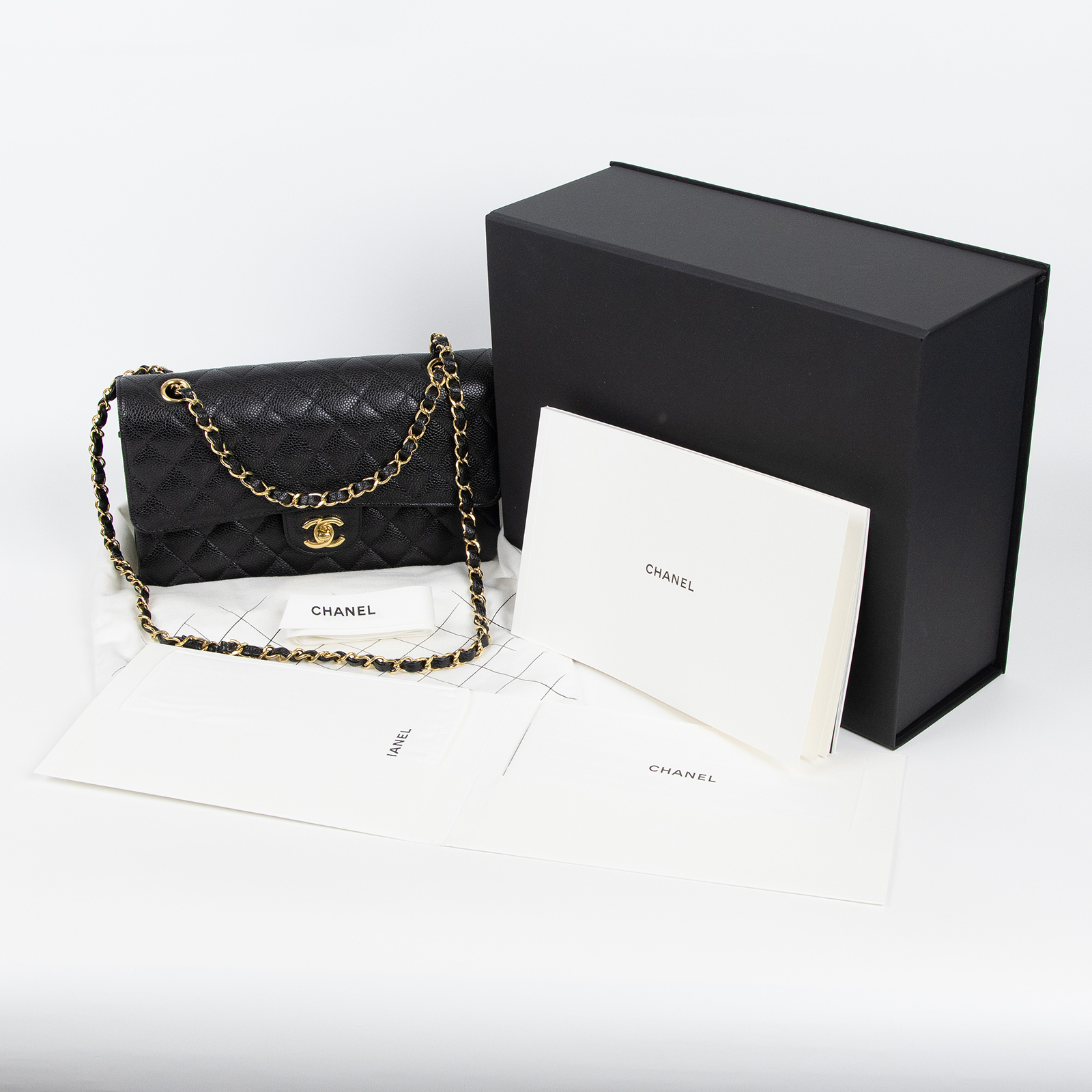香奈兒 CHANEL CF 經典 11.12 口蓋包 A01112 晶片款 黑金荔枝COCO25 原廠盒子/防塵袋/保書