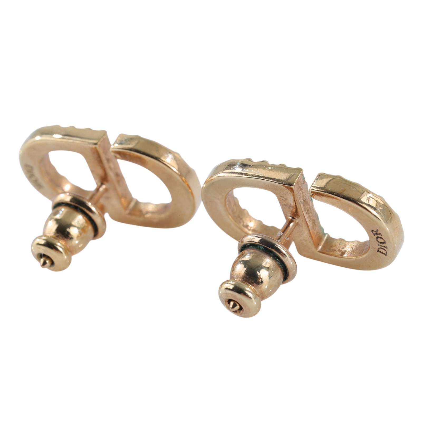 迪奧 CHRISTIAN DIOR Petit CD 耳針耳環 E1742PTCCY 金色CD水鑽耳環 原廠盒子/防塵袋