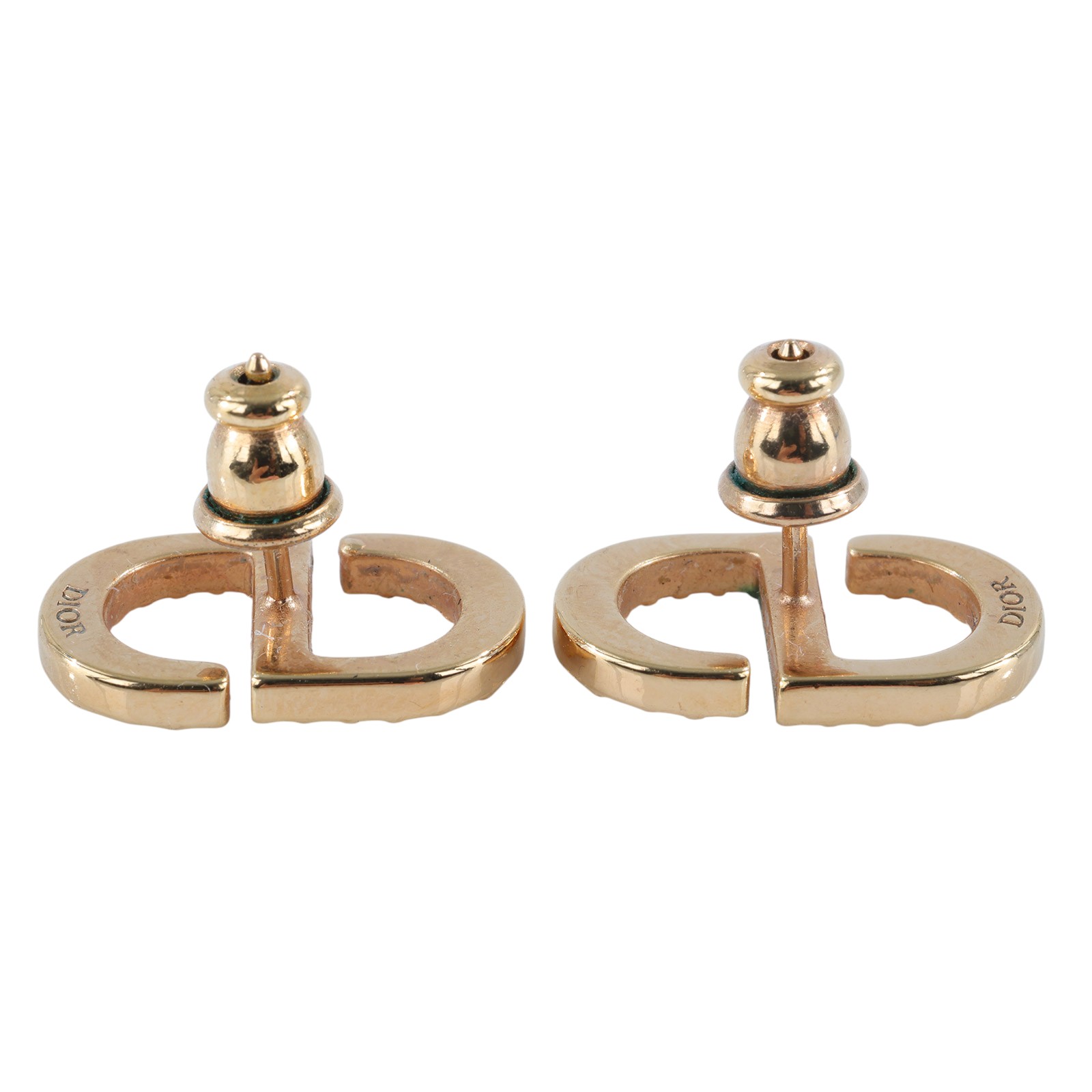 迪奧 CHRISTIAN DIOR Petit CD 耳針耳環 E1742PTCCY 金色CD水鑽耳環 原廠盒子/防塵袋